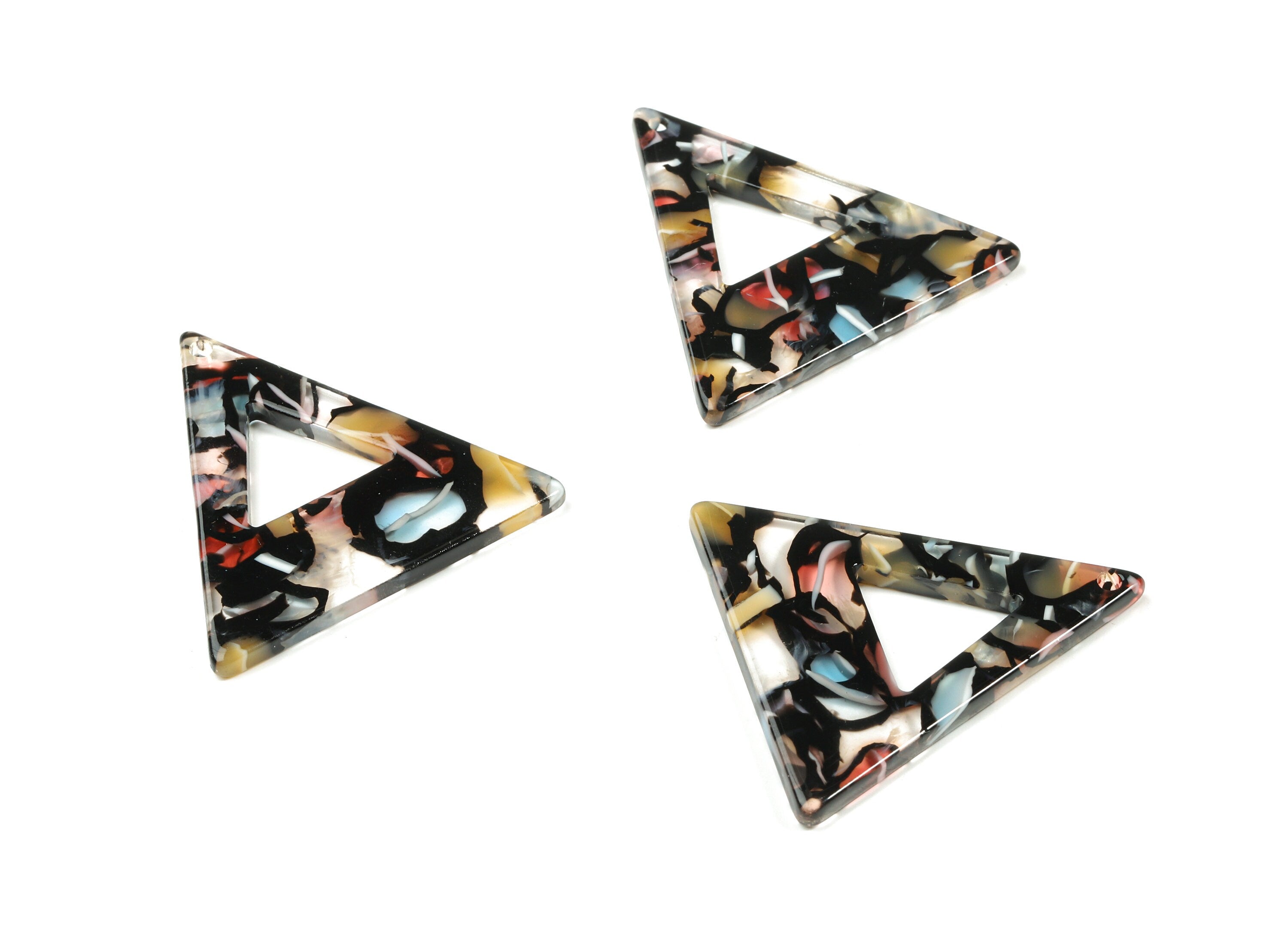Acetate Triangle Charms - Triangle Earrings and Pendant - Jewelry Supplies - Color Code: A343 - 33.22x33.22x2.42mm - AC1649-A343 - DOMEDBAZAAR
