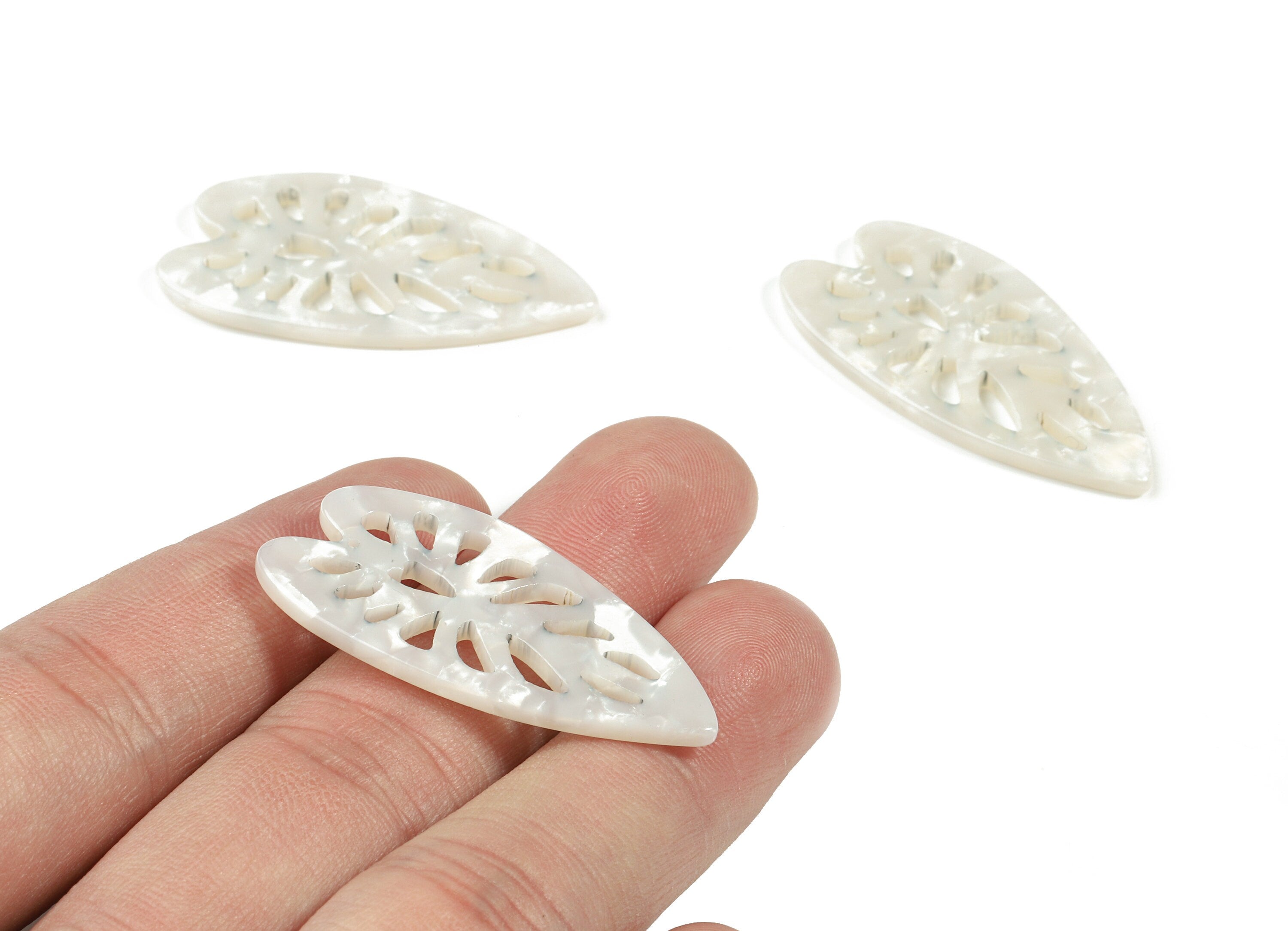 Acetate Leaf Earring Charms - Leaf Pendant - Earring Finding - Jewelry Supplies - Color Code:A12 - 40.14x19.54x2.45mm - AC1833-A12 - DOMEDBAZAAR