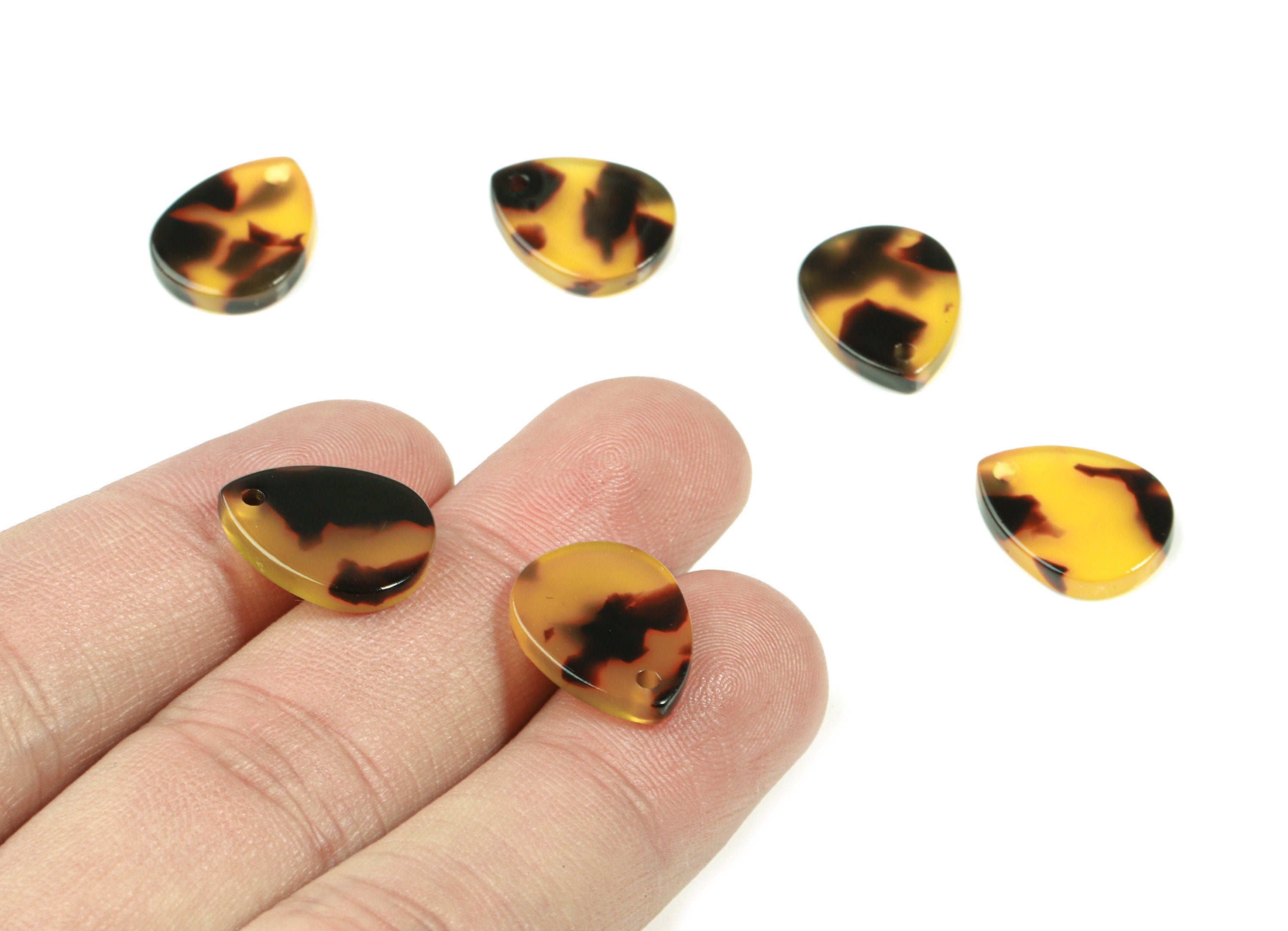 Acetate Drop Earring Charms - Tortoise Shell Drop Pendant - Jewelry Making Supplies - Color Code:A02 - 15.95x12.47x2.51mm - AC1839-A02 - DOMEDBAZAAR