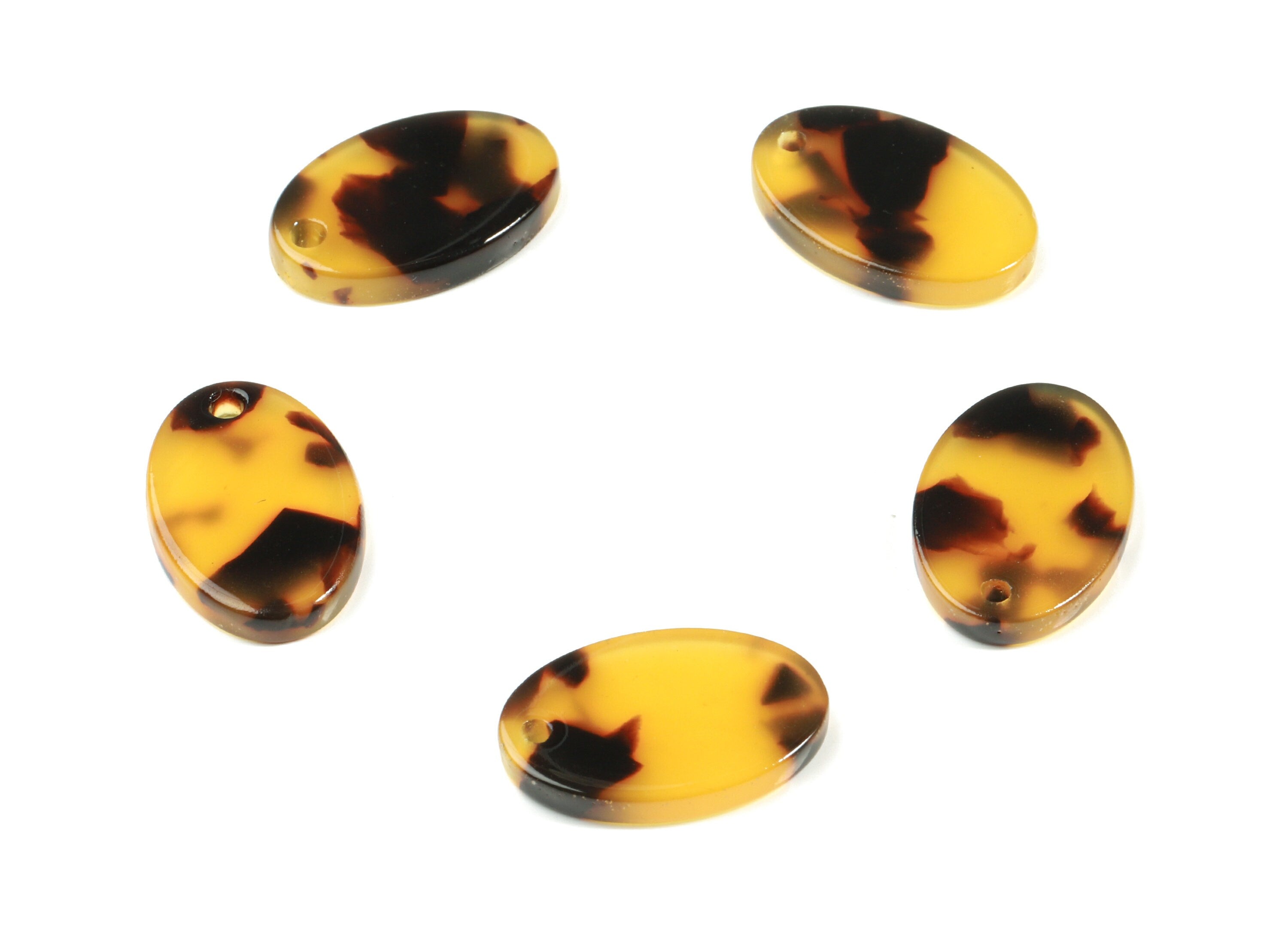 Acetate Oval Earring Charms - Tortoise Shell Oval Pendant - Jewelry Making Supplies - Color Code:A02 - 17.73x11.72x2.55mm - AC1840-A02 - DOMEDBAZAAR