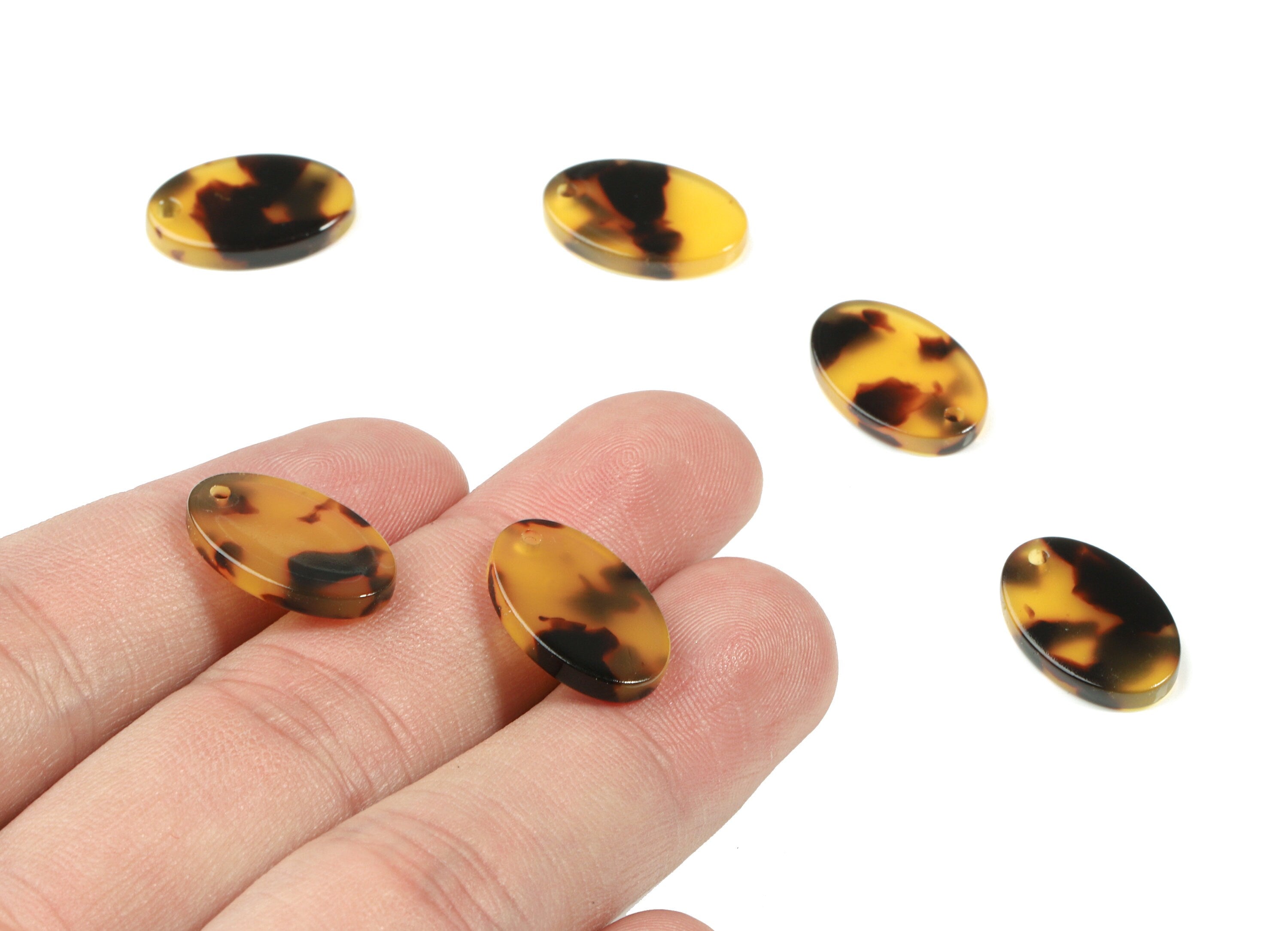 Acetate Oval Earring Charms - Tortoise Shell Oval Pendant - Jewelry Making Supplies - Color Code:A02 - 17.73x11.72x2.55mm - AC1840-A02 - DOMEDBAZAAR