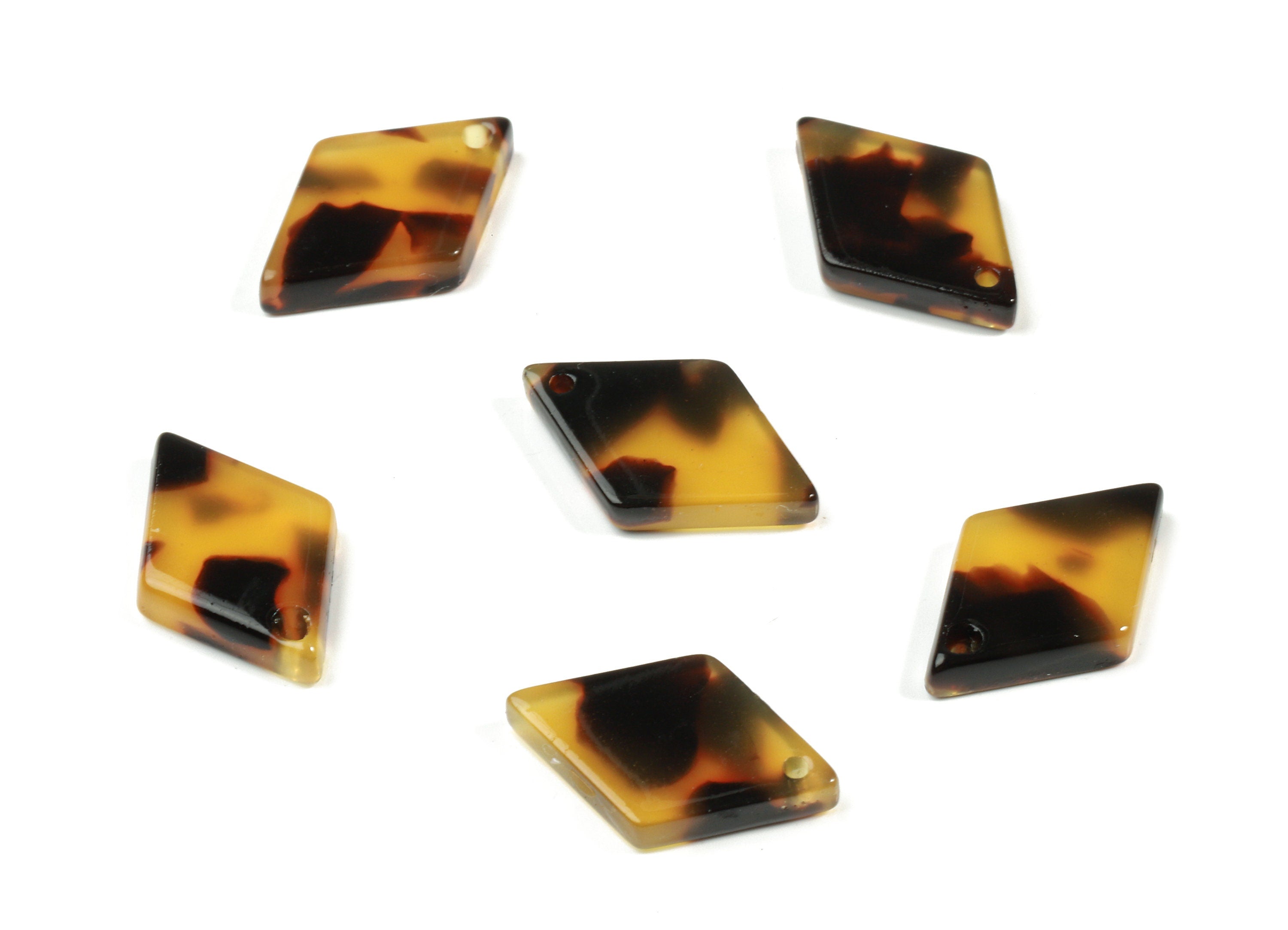 Acetate Rhombus Earring Charm - Tortoise Shell Rhombus Pendant - Jewelry Making Supplies - Color Code:A02 - 16.18x10.52x2.58mm - AC1849-A02 - DOMEDBAZAAR