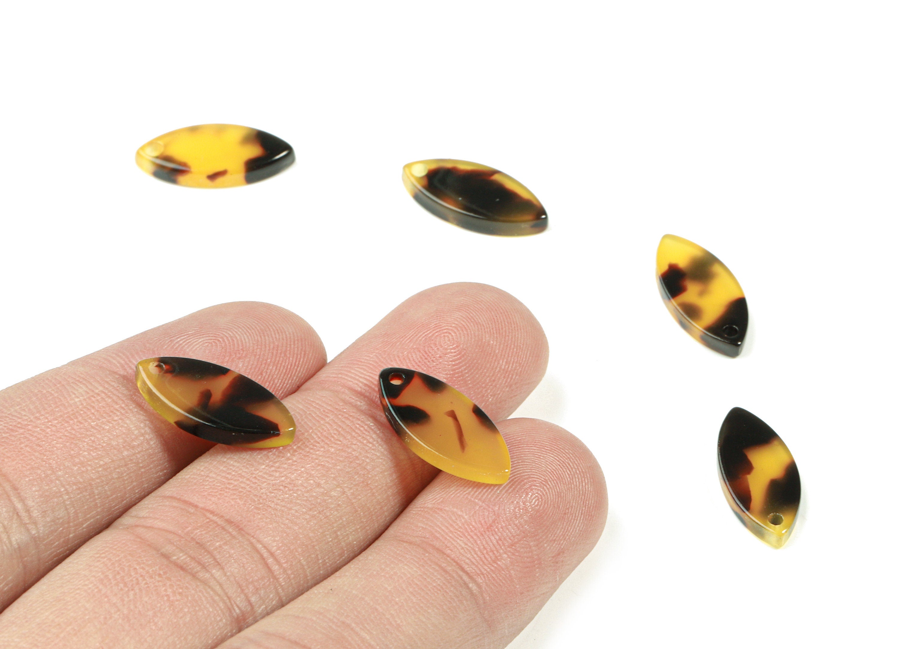 Acetate Marquise Earring Charms - Tortoise Shell Marquise Pendant - Jewelry Supplies - Color Code:A02 - 17.16x7.91x2.57mm - AC1850-A02 - DOMEDBAZAAR