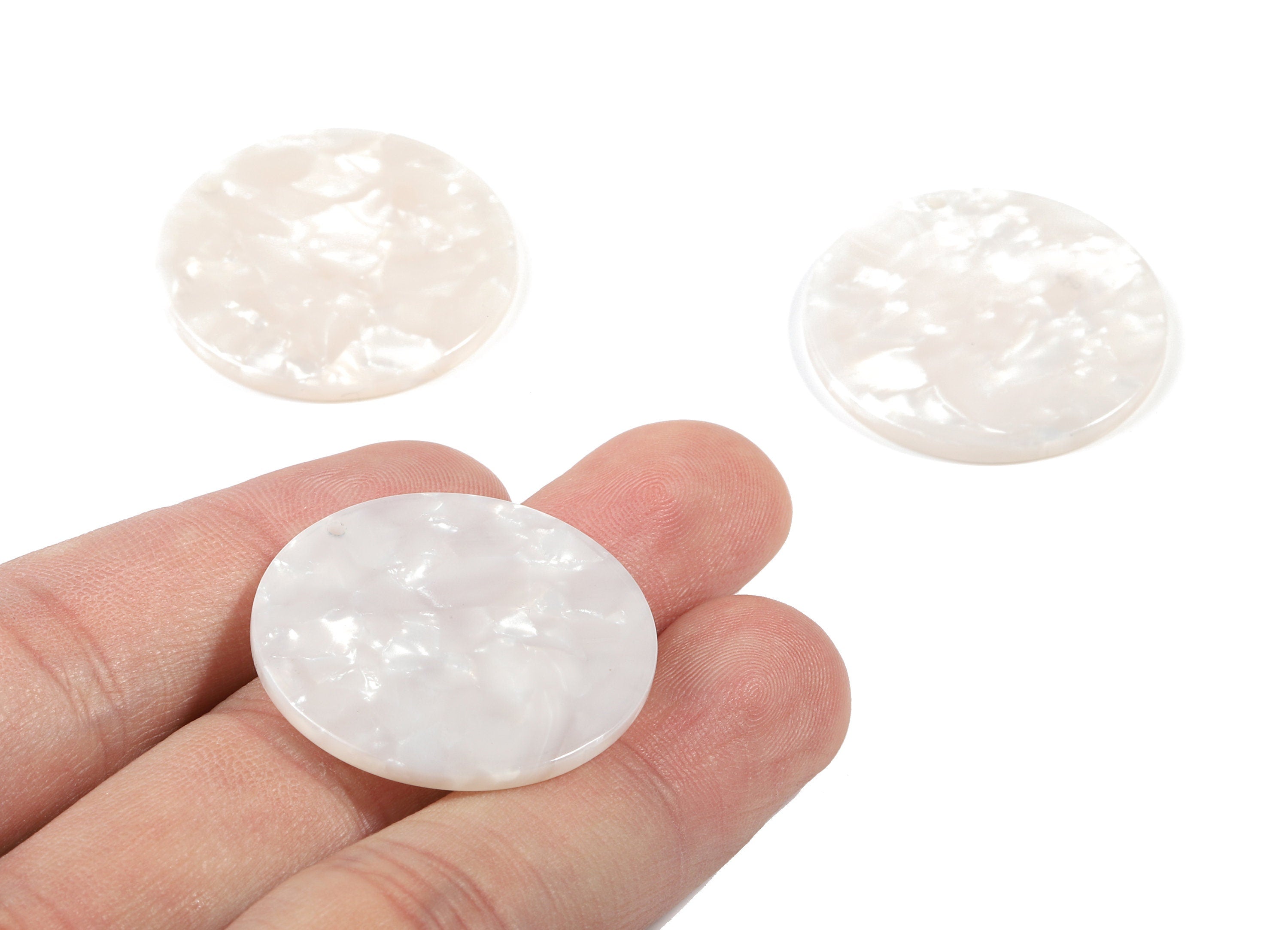 Acetate Round Earring Charms - Ivory Circle Pendant - Coin Charm - Jewelry Supplys - Color Code: A12 - 30.48x30.48x2.4mm - AC1315-A12 - DOMEDBAZAAR