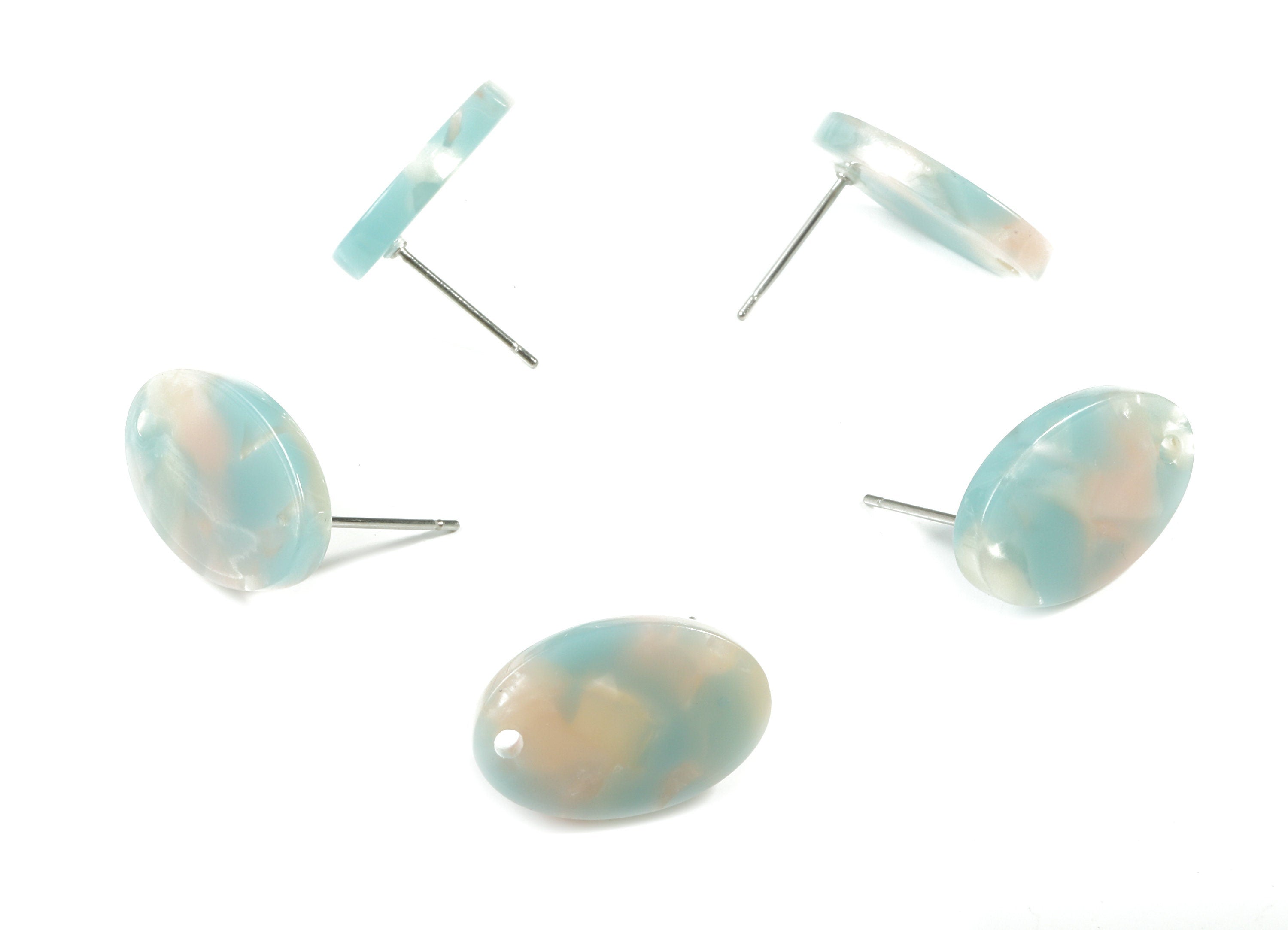 Acetate Oval Earring Stud - Oval Earring Post - Surgical Stud - Jewelry Supplies - Color Code: A36 - 17.81x11.92x2.78mm - AC1856-A36 - DOMEDBAZAAR