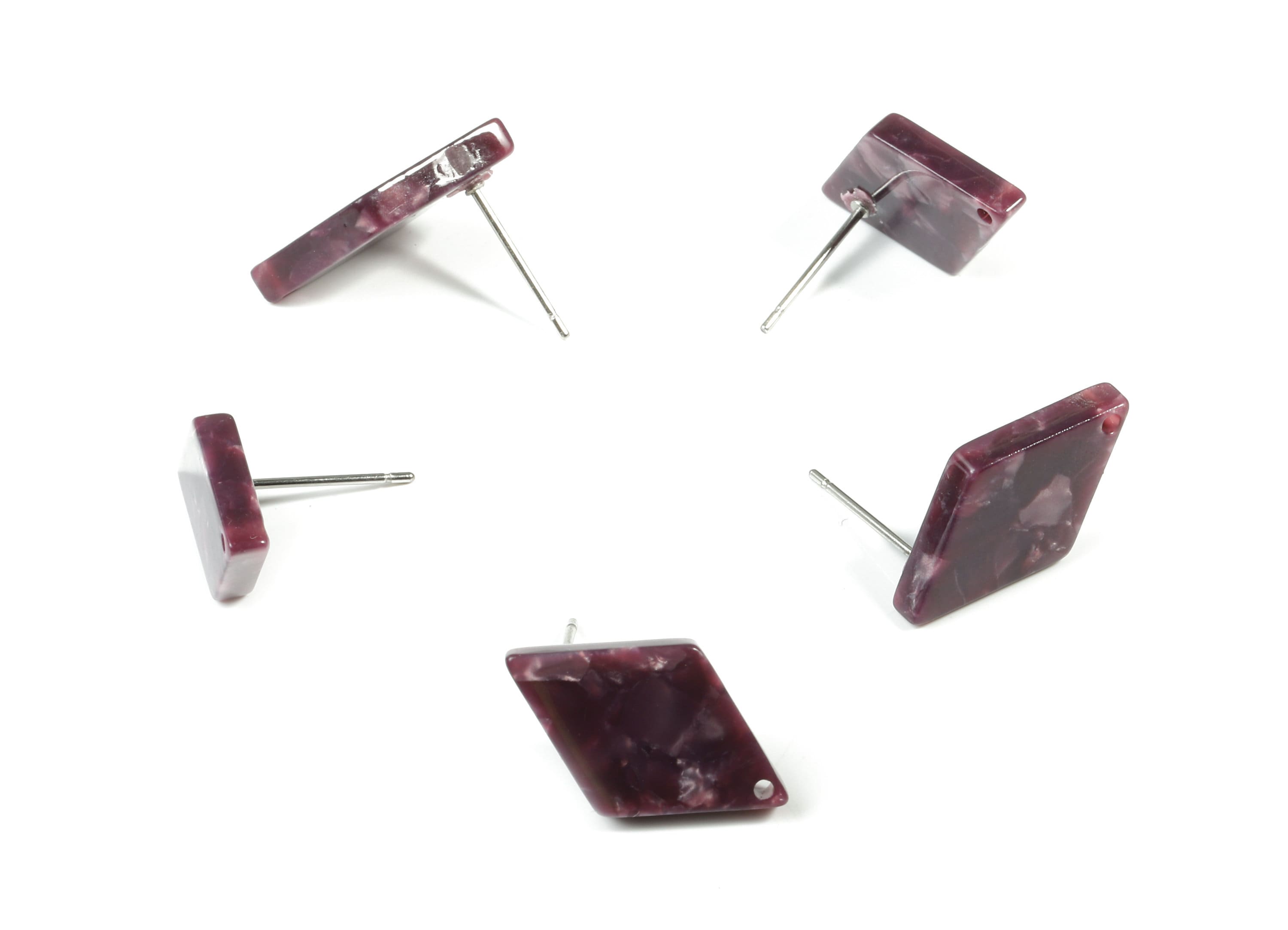 Acetate Rhombus Earring Stud - Rhombus Earring Post - Surgical Stud - Jewelry Supplies - Color Code: A41 - 19.22x12.11x2.86mm - AC1857-A41 - DOMEDBAZAAR