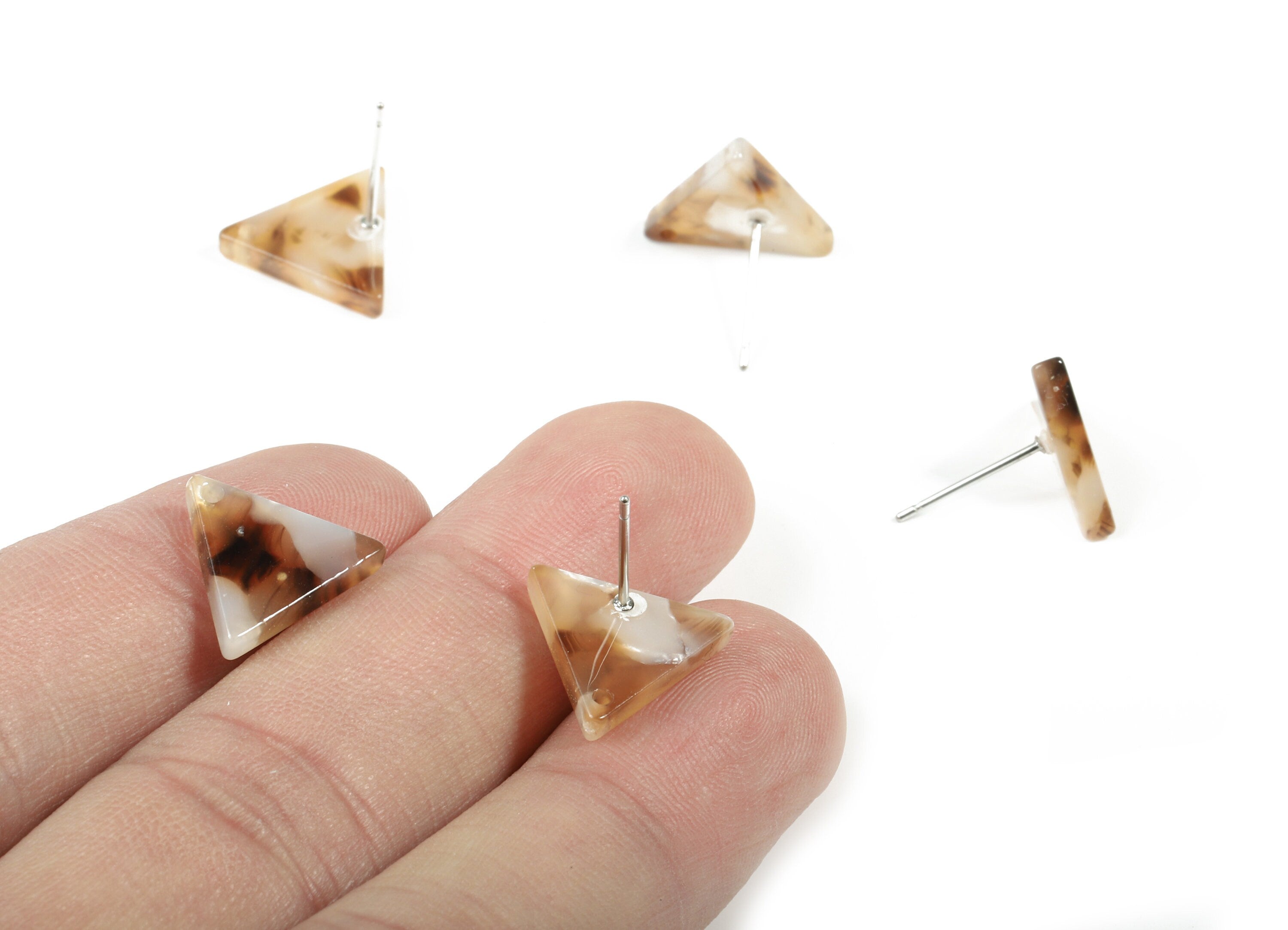 Acetate Triangle Earring Stud - Triangle Earring Post - Surgical Stud - Jewelry Supplies - Color Code: A376-12.22x12.22x2.53mm - AC1860-A376 - DOMEDBAZAAR