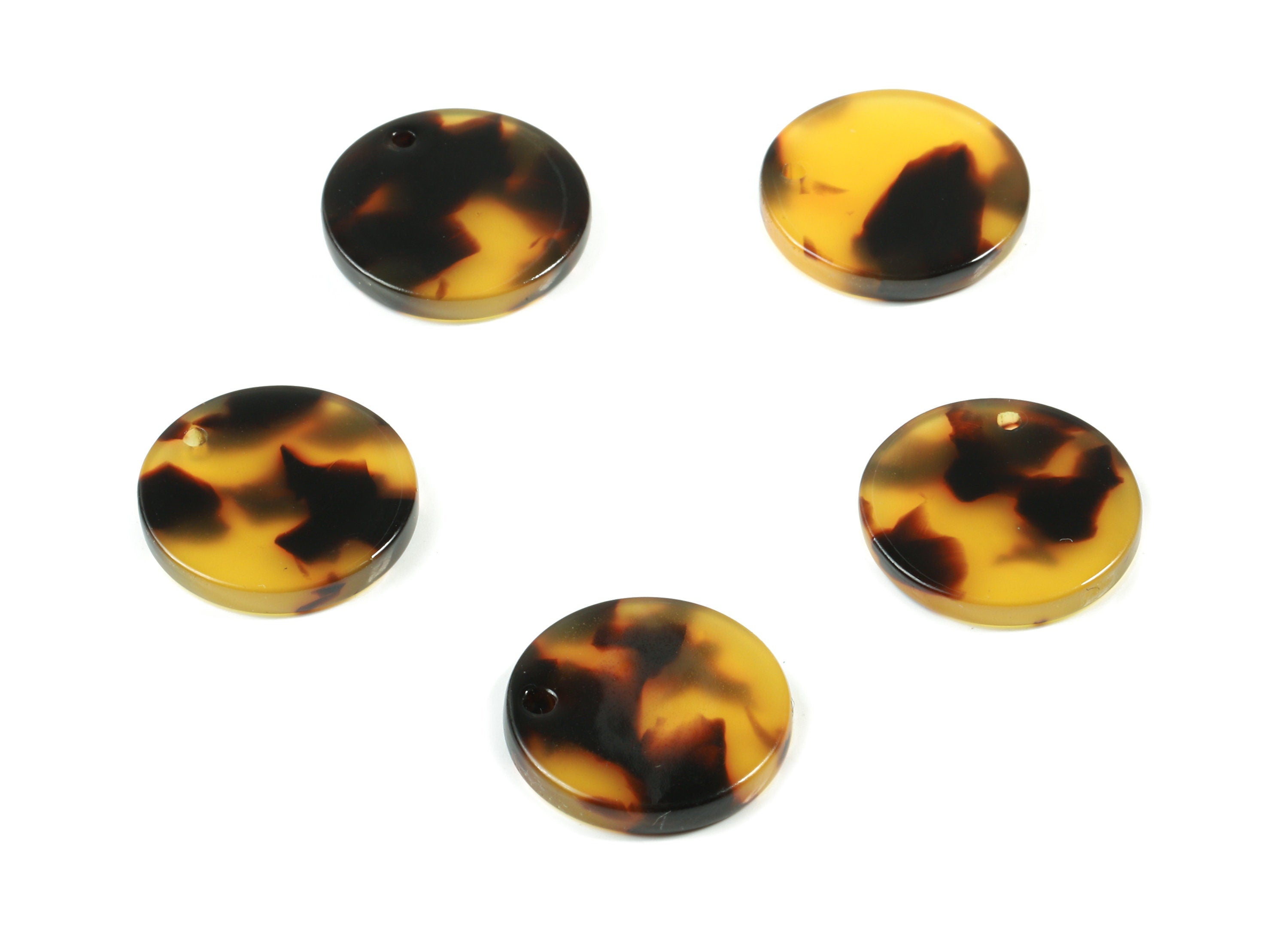 Acetate Round Earring Charms - Tortoise Shell Circle Pendant - Jewelry Making Supplies - Color Code: A02 - 15.94x15.94x2.56mm - AC1107-A02 - DOMEDBAZAAR