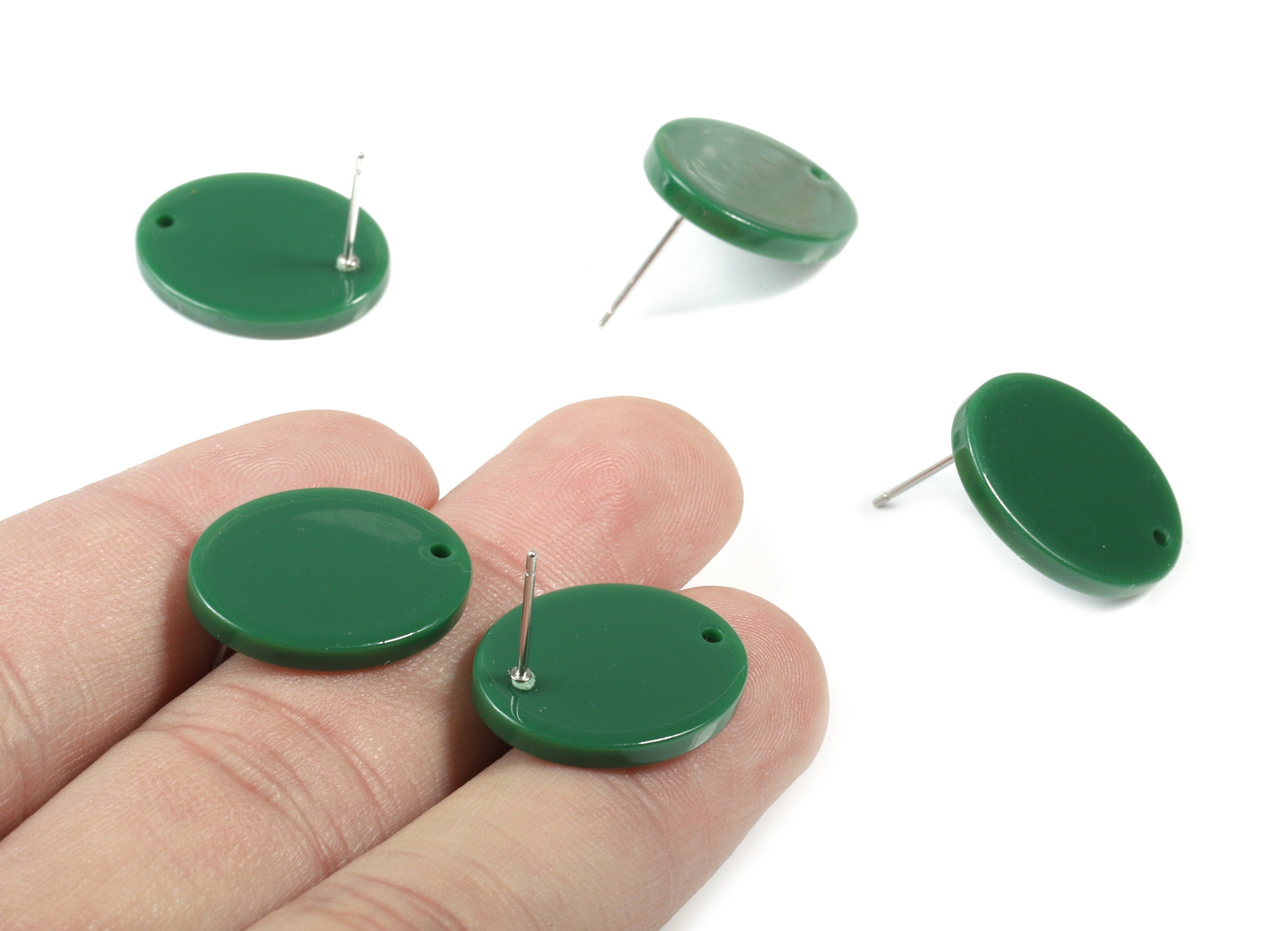 Acrylic Oval Earring Stud - Oval Earring Post - Surgical Stud - Jewelry Supplies - Color Code: A395 - 19.93x15.89x2.48mm - AC1861-A395 - DOMEDBAZAAR