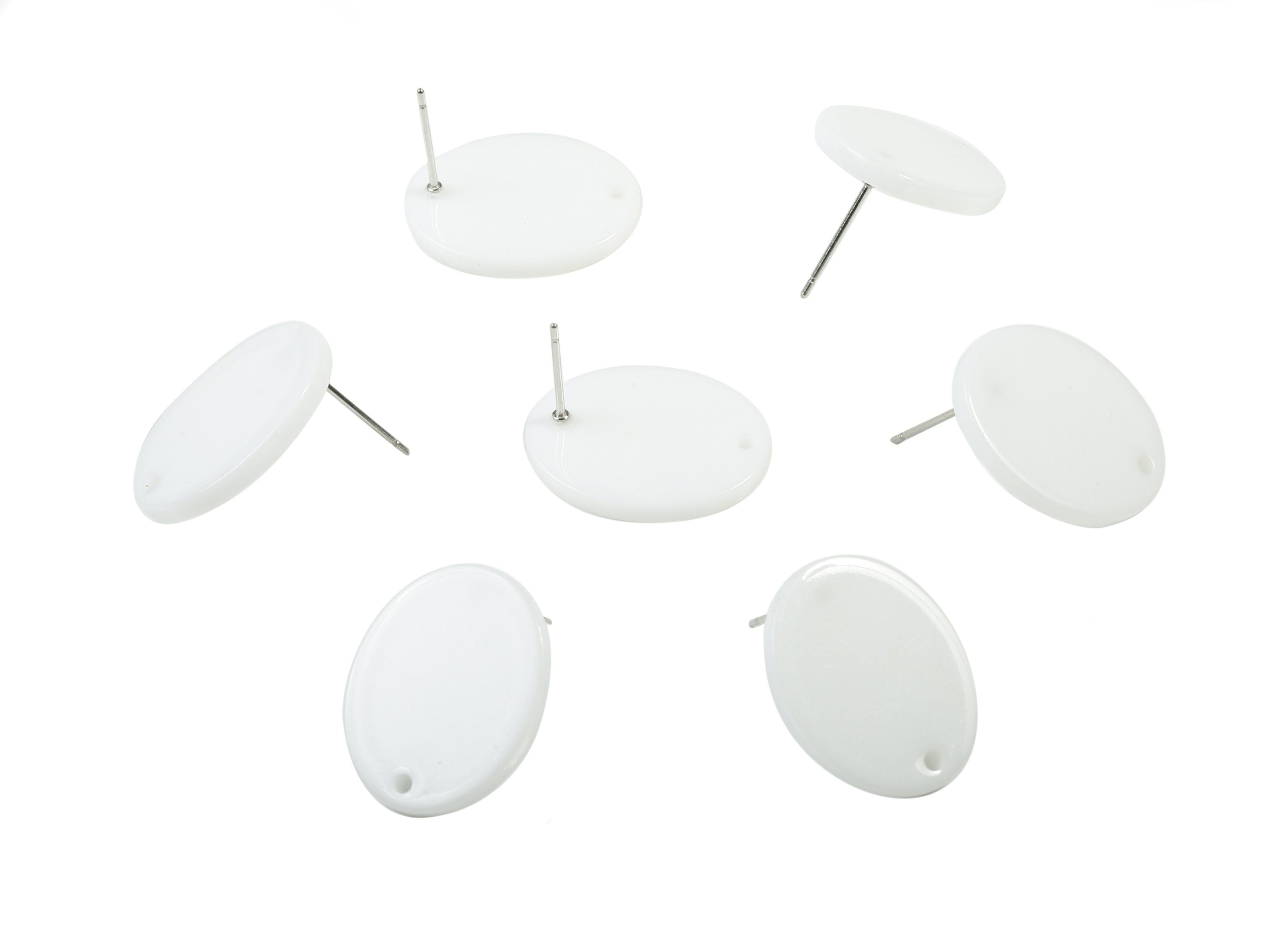 Acrylic Oval Earring Stud - Oval Earring Post - Surgical Stud - Jewelry Supplies - Color Code: A396 - 19.97x15.93x2.32mm - AC1861-A396 - DOMEDBAZAAR