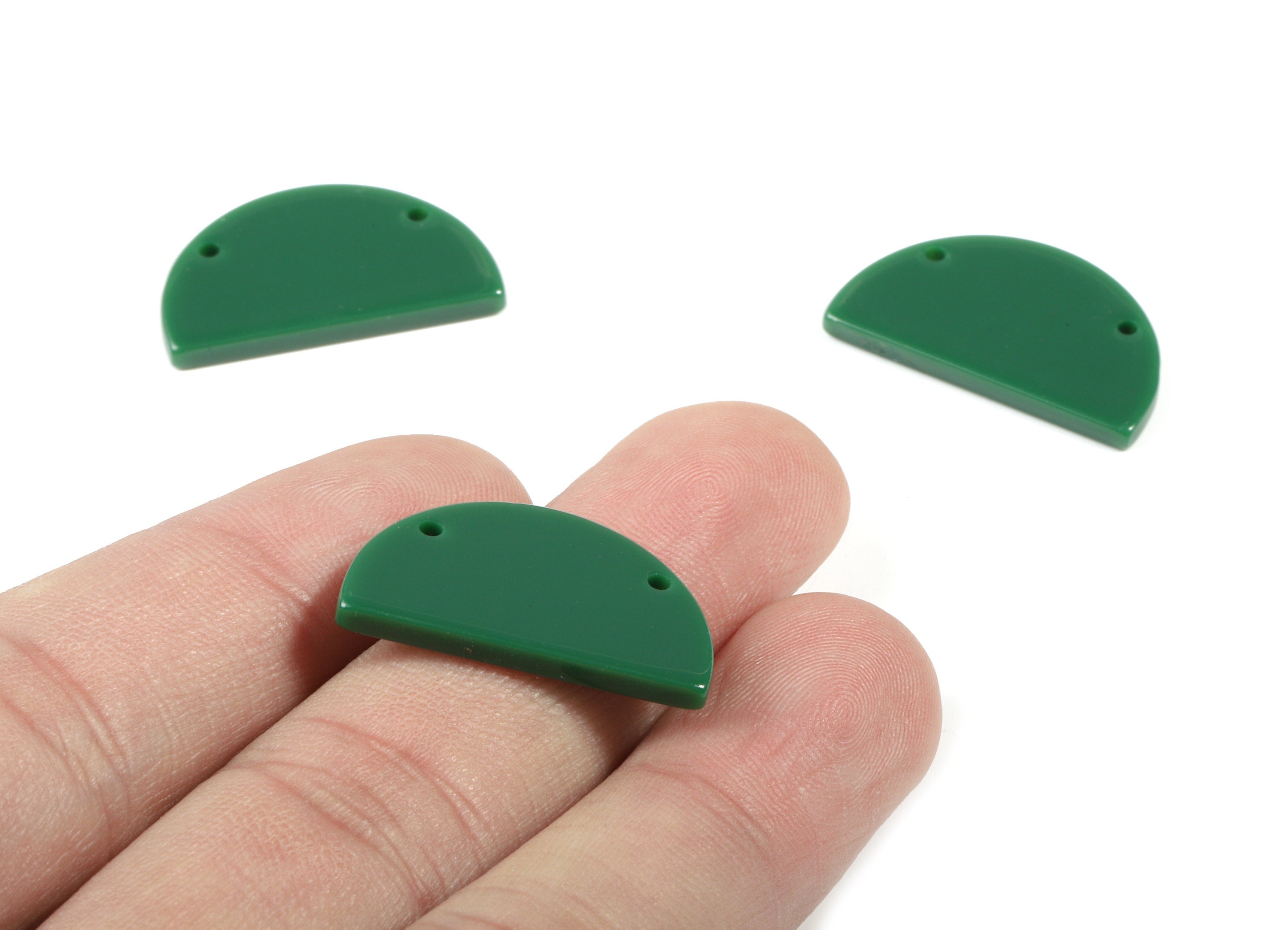 Acrylic Semicircle Earring Connectors - Half Moon Connector - 2 Holes - Jewelry Supplies - Color Code:A395- 25.06x14.69x2.42mm - AC1862-A395 - DOMEDBAZAAR