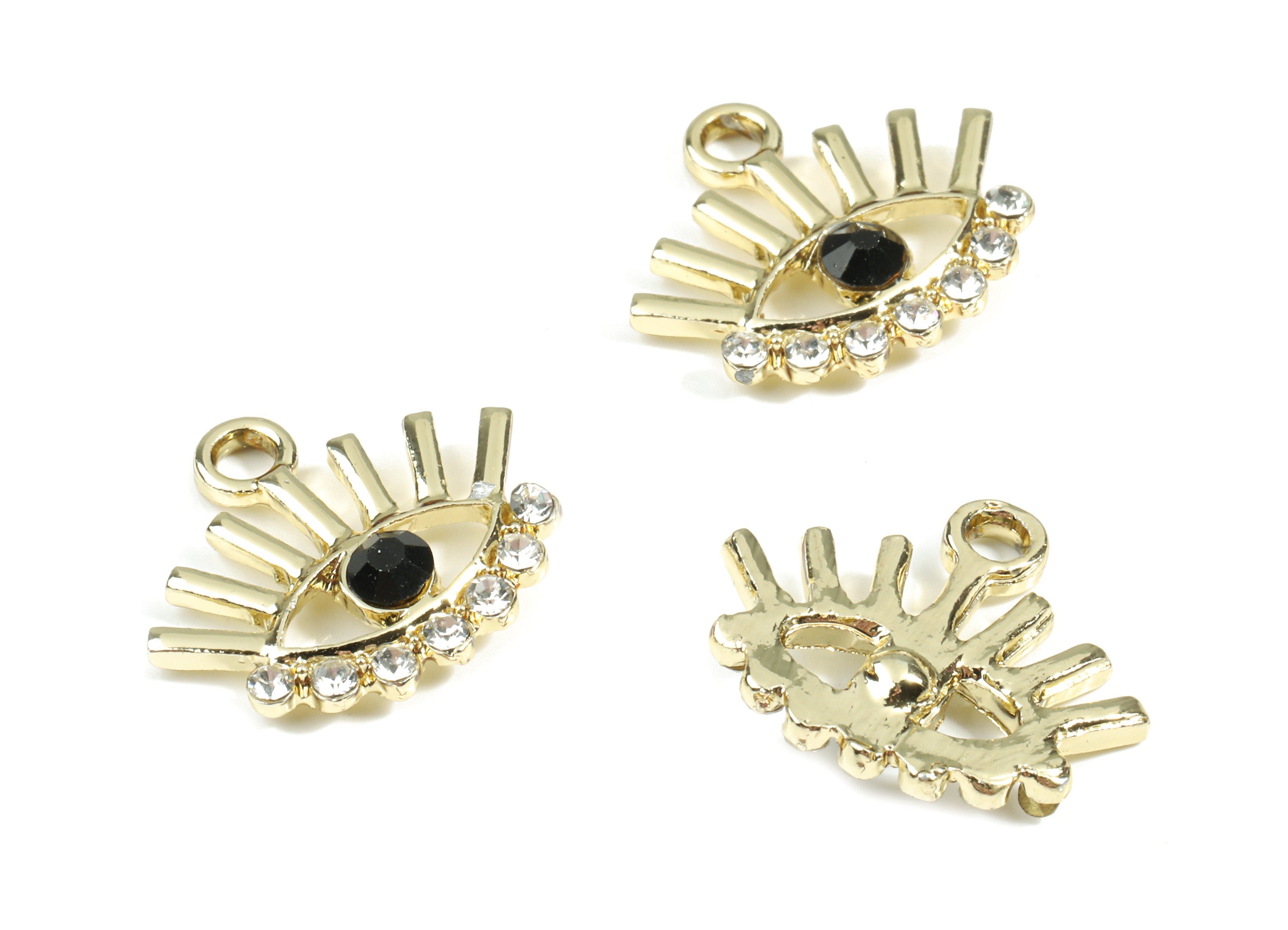 Alloy Eye Pendant With Glasses - Zinc Alloy Eye Earring Charms - Gold Tone Plated - Jewelry Supplies - 19.19x17.33x3.93mm - ZZ1681 - DOMEDBAZAAR