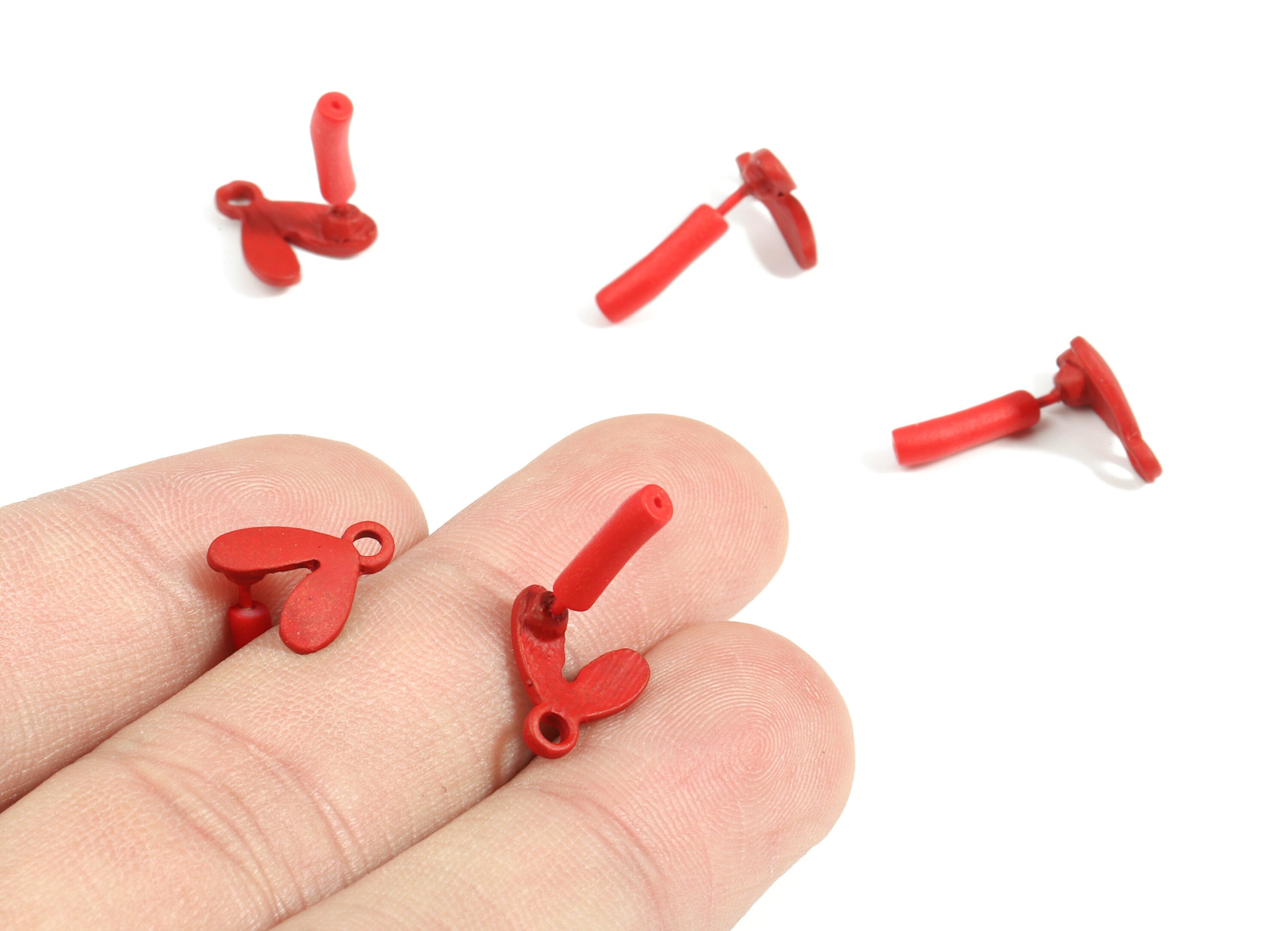 Alloy Heart Stud Earring With Loop - Zinc Alloy Heart Earring Post - Silver Stud - Matte Red Tone Plated - 10.8x9.59x1.46mm - ZZ1619 - DOMEDBAZAAR