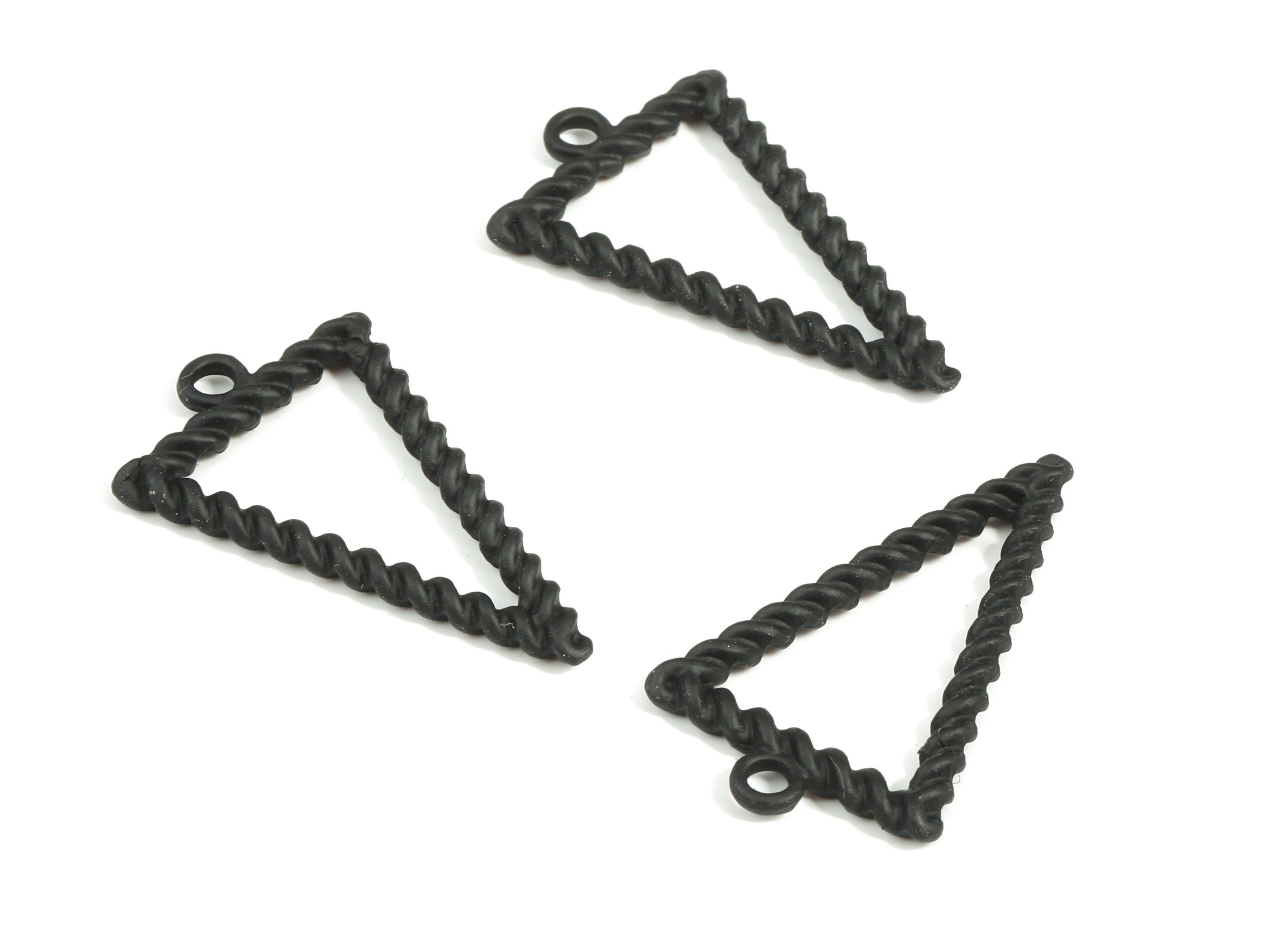 Alloy Triangle Earring Charms - Zinc Alloy Screw Triangle Pendant - Matte Black Tone Plated - Jewelry Supplies - 32.21x20.74x2.62mm - ZZ1672 - DOMEDBAZAAR