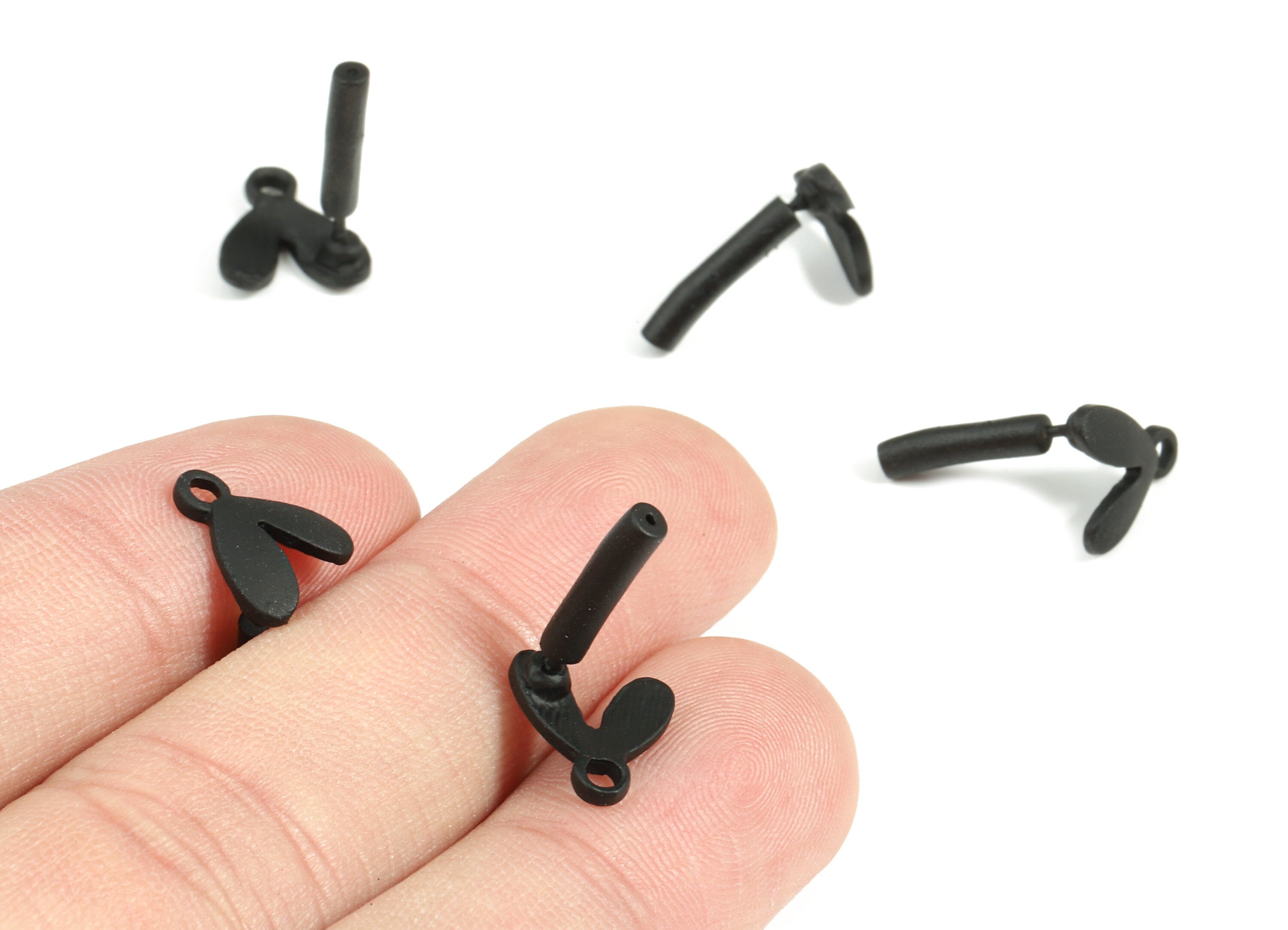 Alloy Heart Stud Earring With Loop - Zinc Alloy Heart Earring Post - Silver Stud - Matte Black Tone Plated - 10.8x9.59x1.46mm - ZZ1620 - DOMEDBAZAAR