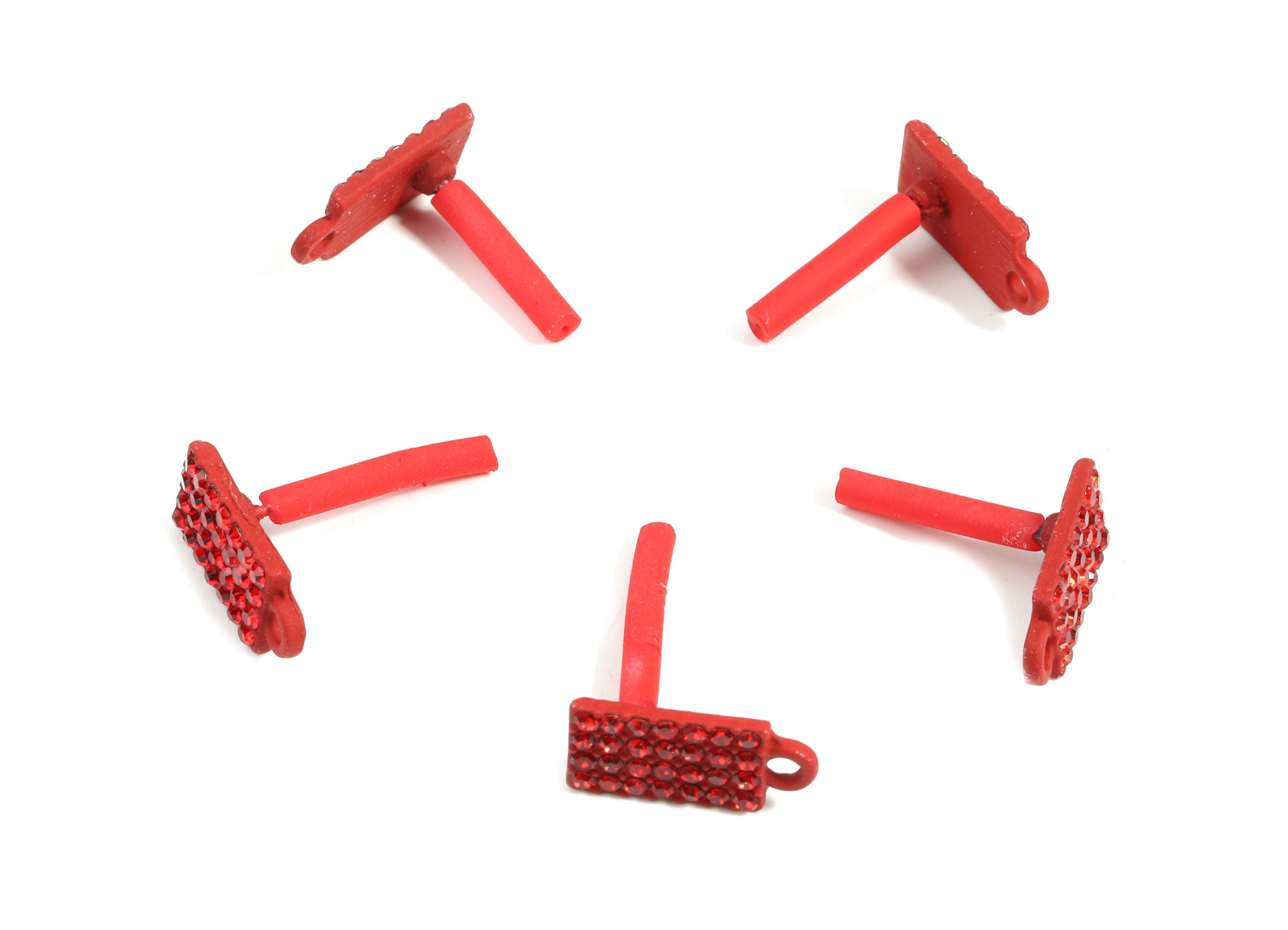 Alloy Rectangle Stud Earring With Glasses - Zinc Alloy Rectangle Earring Post With Loop - Matte Red Tone Plated - 14.88x7.2x1.83mm - ZZ1649 - DOMEDBAZAAR