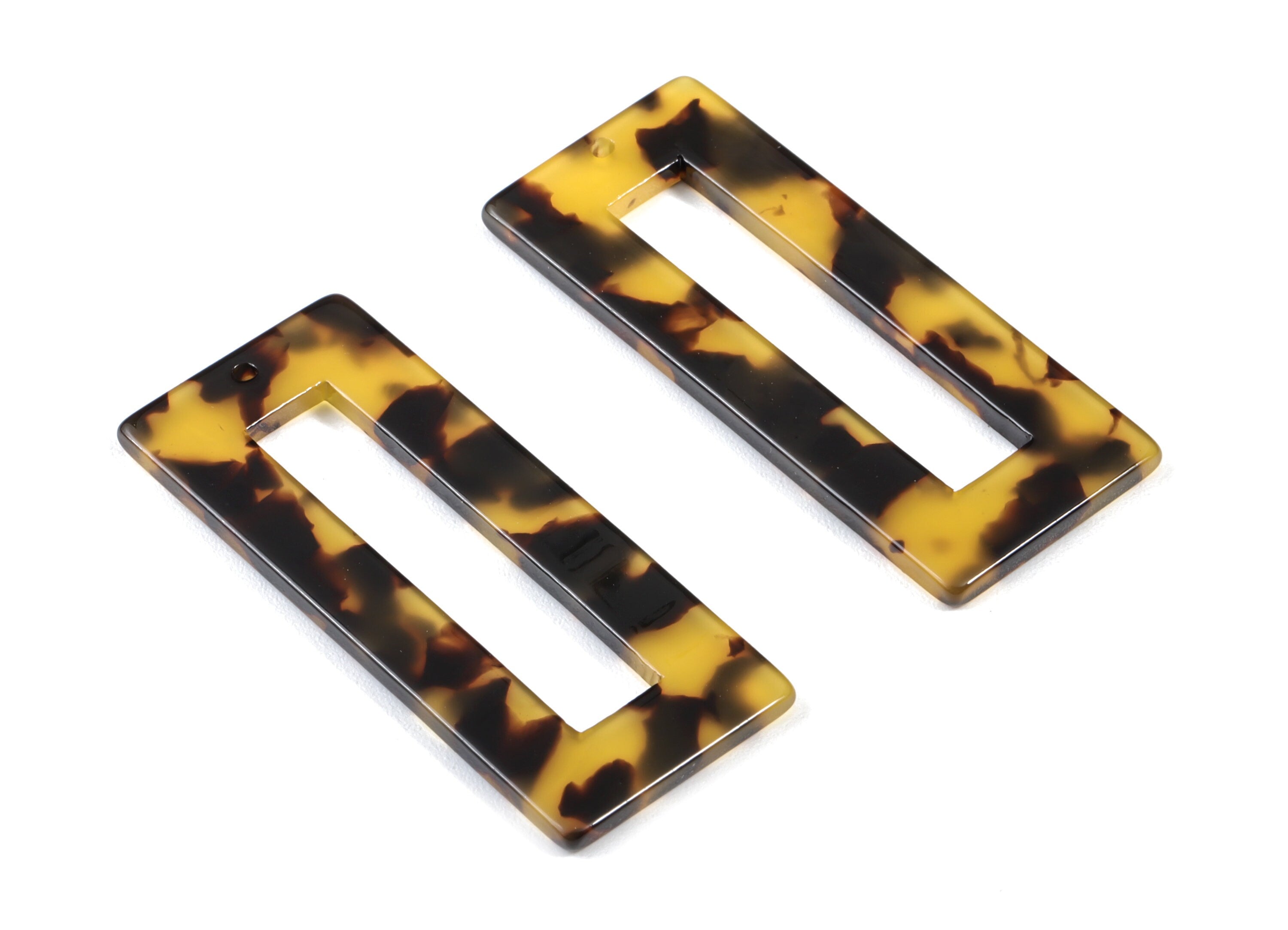 Acetate Rectangle Charms - Tortoise Shell Earrings - Rectangle Pendant - Jewelry Making Supplies - Color Code: A02 - 48x20mm - AC1025D - DOMEDBAZAAR