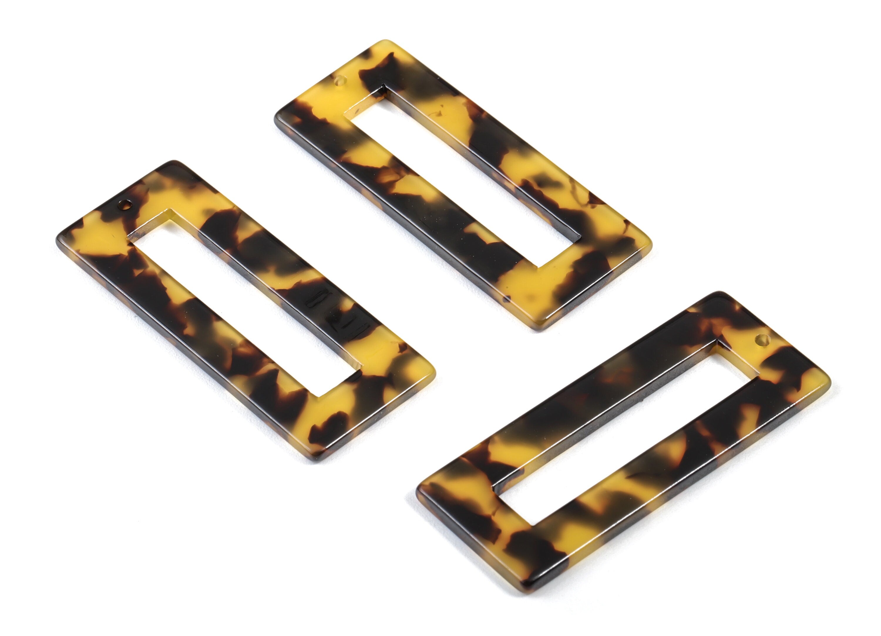 Acetate Rectangle Charms - Tortoise Shell Earrings - Rectangle Pendant - Jewelry Making Supplies - Color Code: A02 - 48x20mm - AC1025D - DOMEDBAZAAR