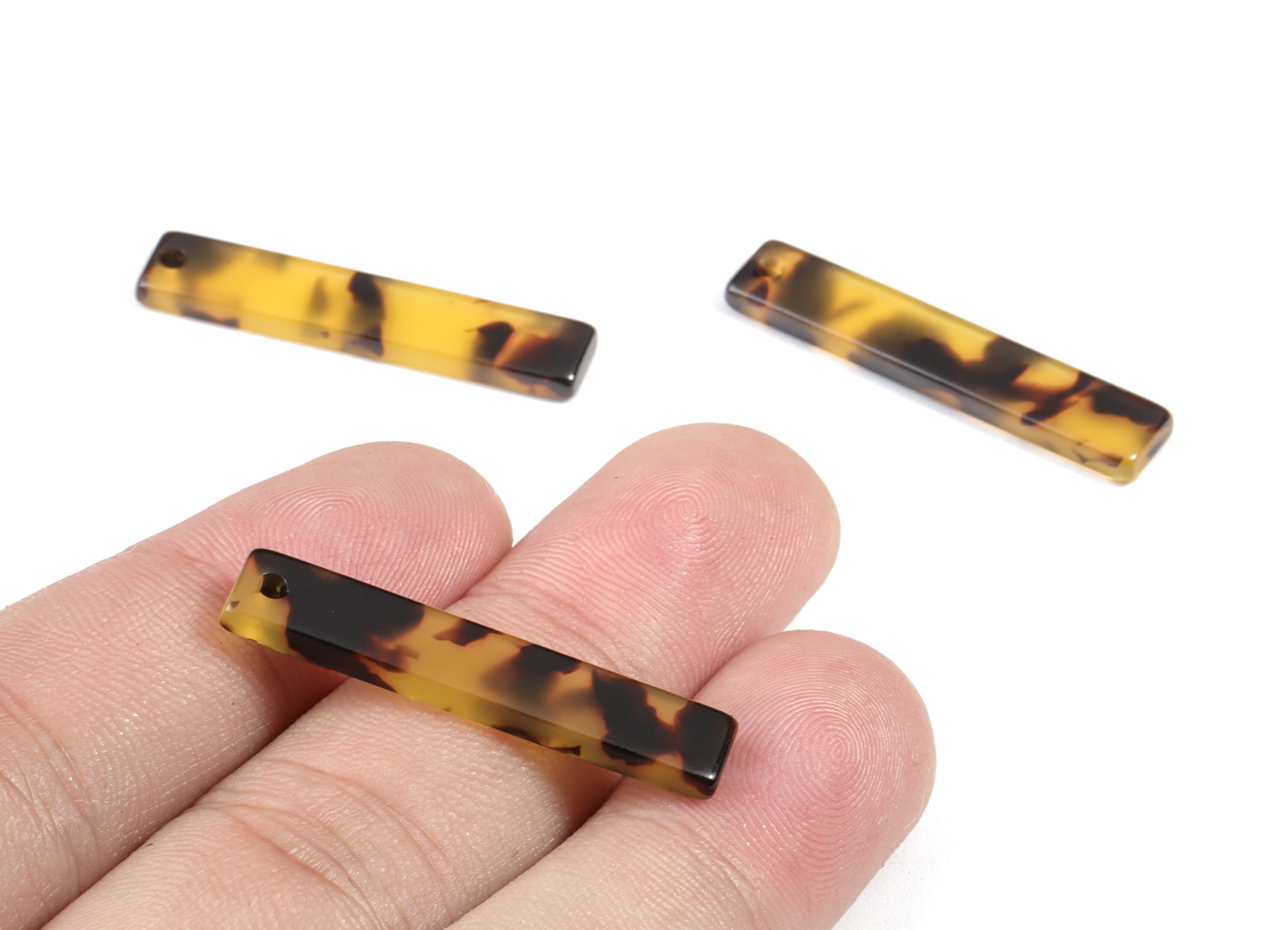 Acetate Stick & Bar Charms - Tortoise Shell Earrings - Stick Earrings and Pendant - Jewelry Supplies - Color Code: A02 - 34x7mm - AC1026F - DOMEDBAZAAR