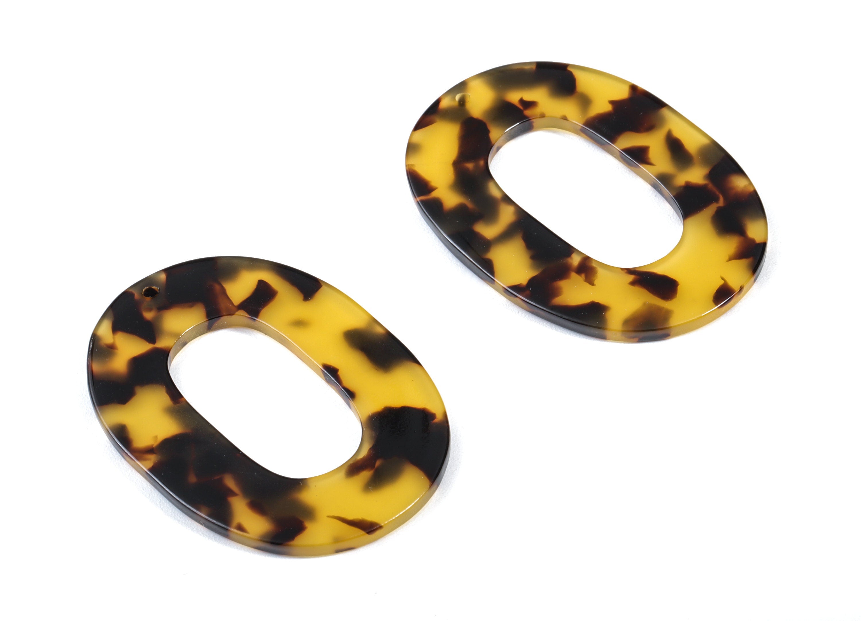 Acetate Oval Charms - Tortoise Shell Earrings - Oval Pendant - Jewelry Making Supplies - Color Code: A02 - 47x35x2.5mm - AC1065A - DOMEDBAZAAR