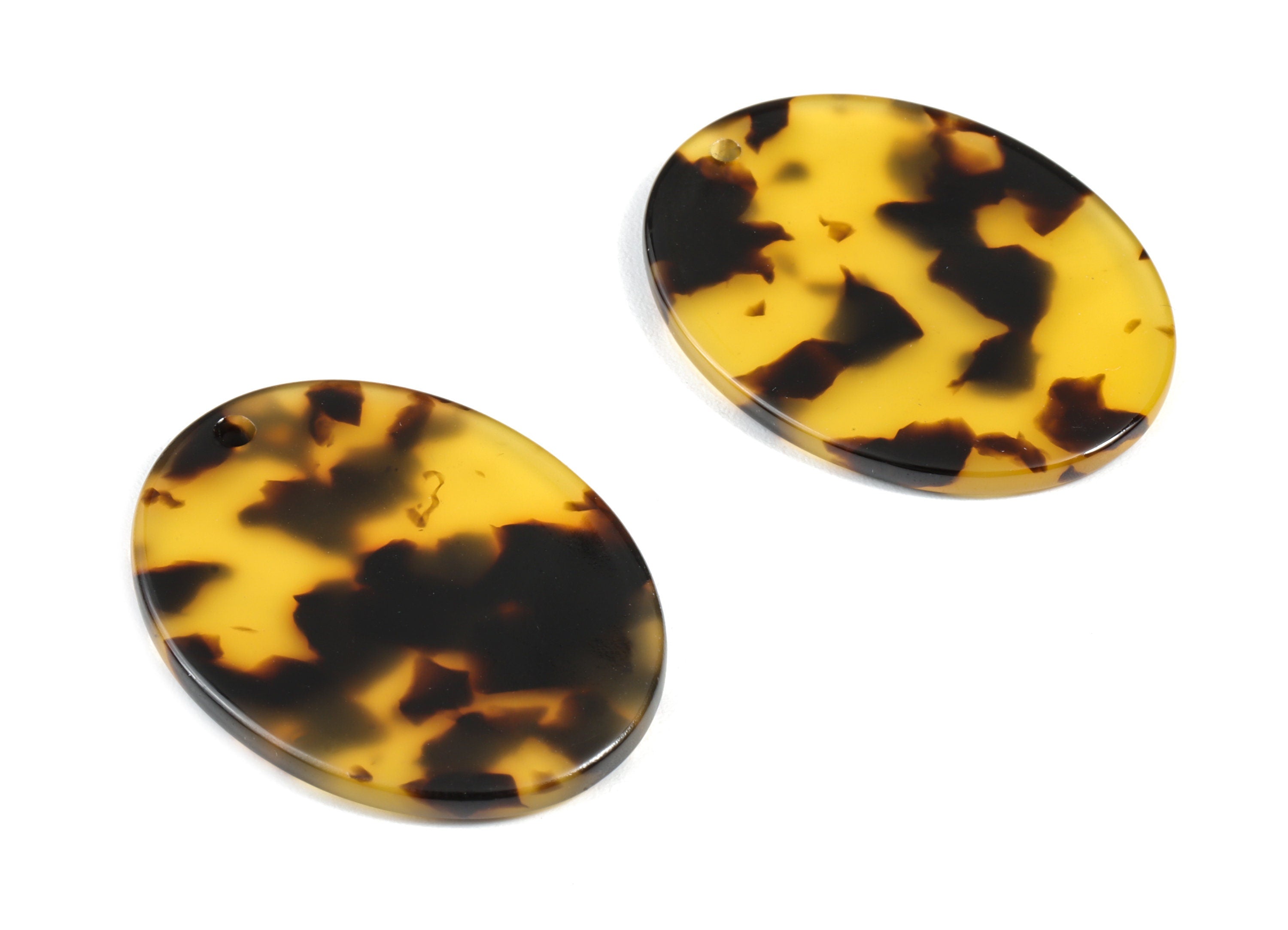 Acetate Oval Charms - Tortoise Shell Earrings - Oval Pendant - Jewelry Making Supplies - Color Code: A01 - 34.5x27.2x2.46mm - AC1105D - DOMEDBAZAAR