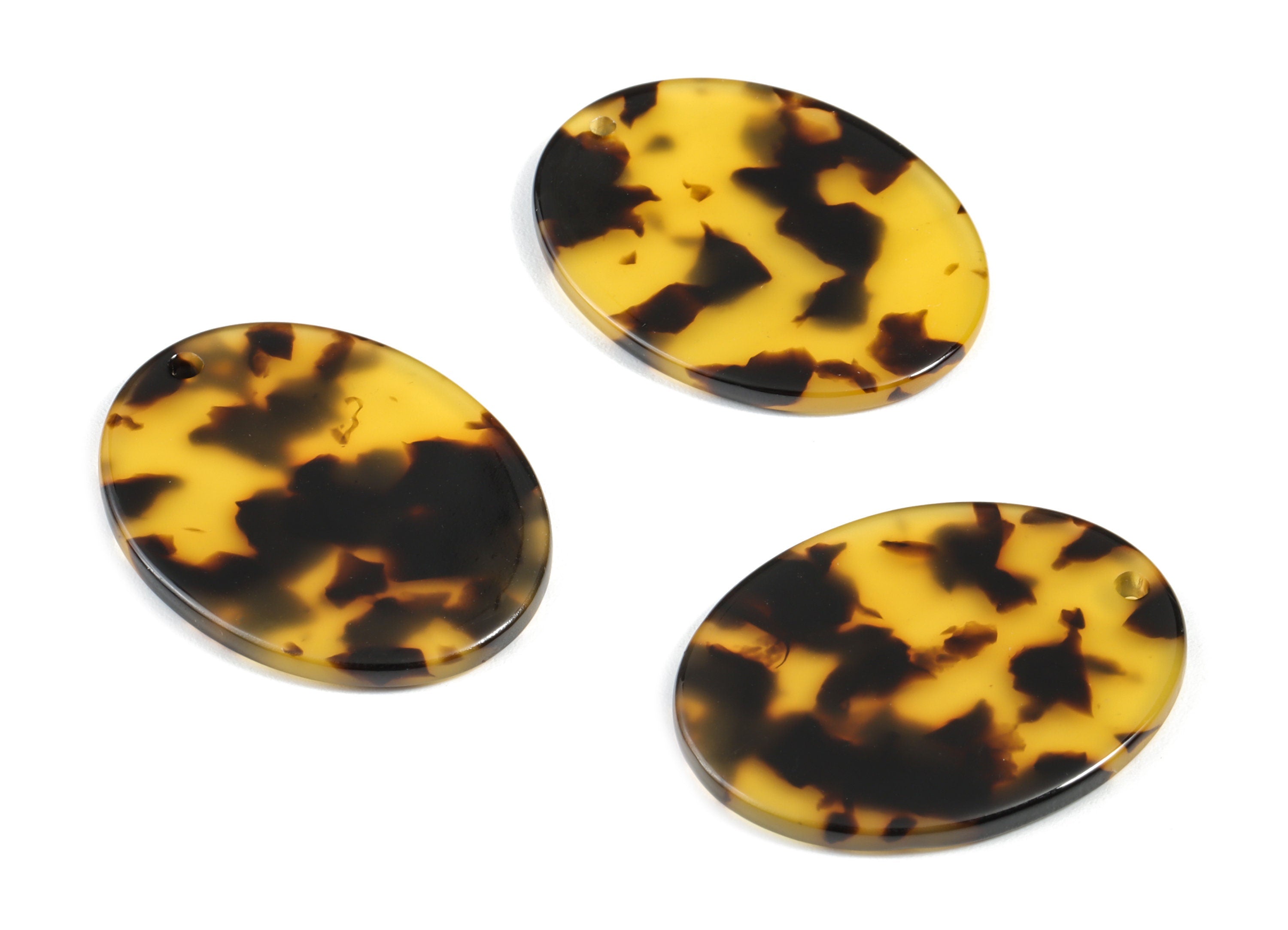 Acetate Oval Charms - Tortoise Shell Earrings - Oval Pendant - Jewelry Making Supplies - Color Code: A01 - 34.5x27.2x2.46mm - AC1105D - DOMEDBAZAAR