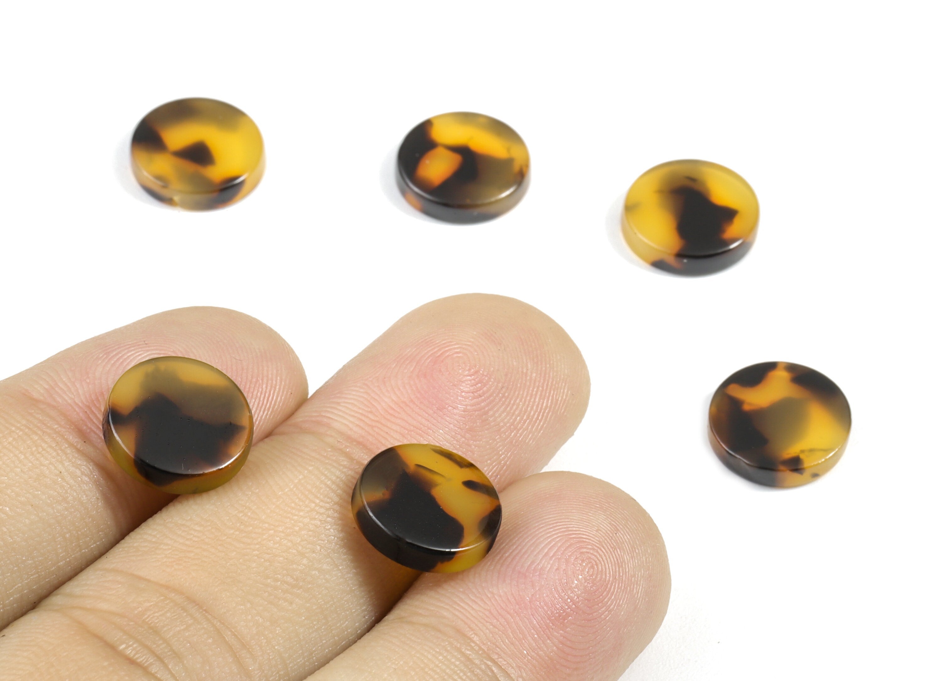 Acetate Acrylic Earring Charms - Tortoise Shell Earring - Round Circle Pendant - Color Code: A01 - 11.75x11.75x2.58mm - AC1419E - DOMEDBAZAAR