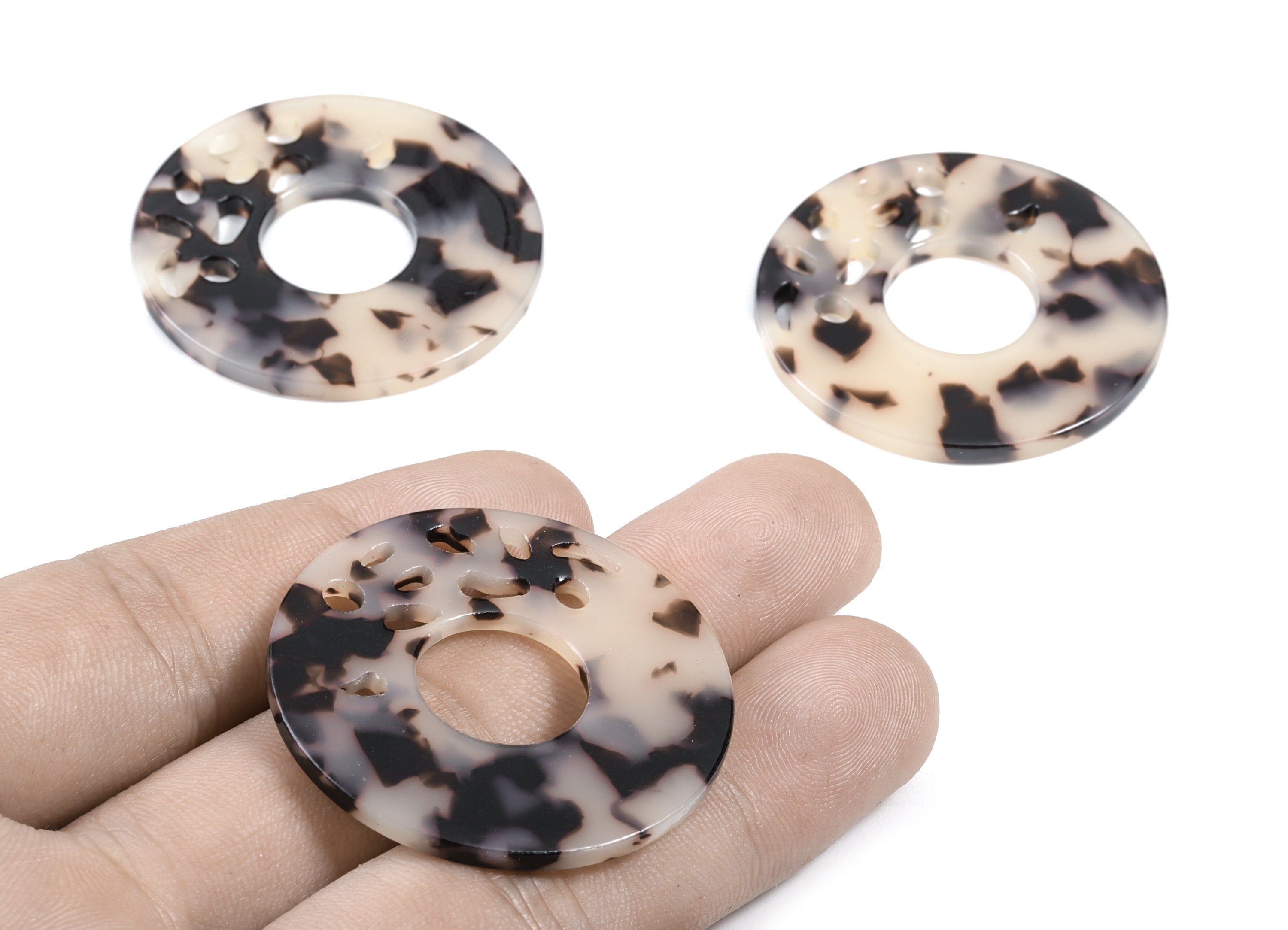 Acetate Circle Charms - Blonde Tortoise Shell Earrings - Circle Earring & Pendant - Earring Findings - Color Code: A07 - 40x2.55mm - AC1032A - DOMEDBAZAAR