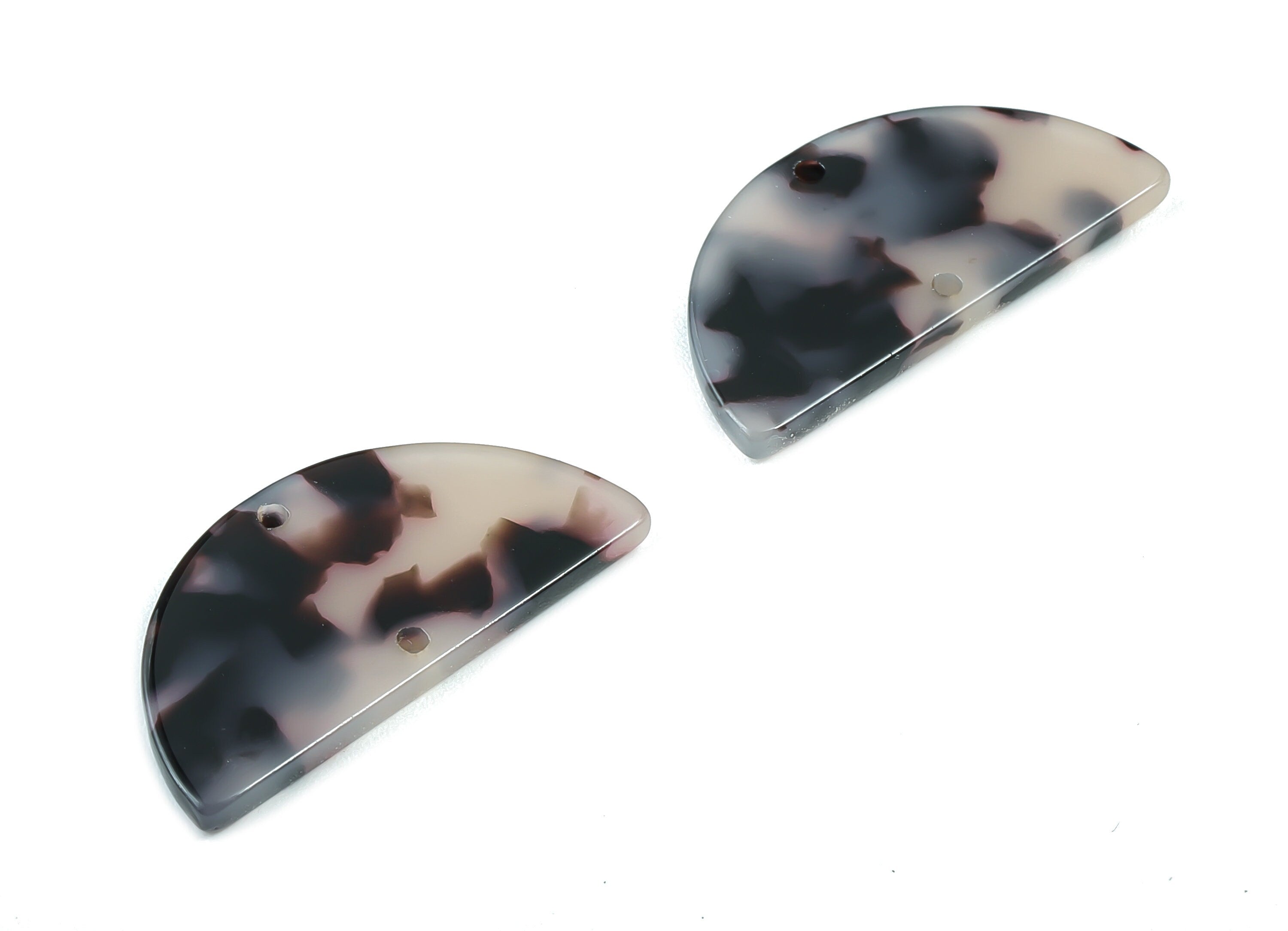 Acetate Semicircle Connector - 2 Holes - Blonde Tortoise Shell Earring - Semicircle Earrings - Color Code: A06 - 15x30x2.6mm - AC1061-A06 - DOMEDBAZAAR