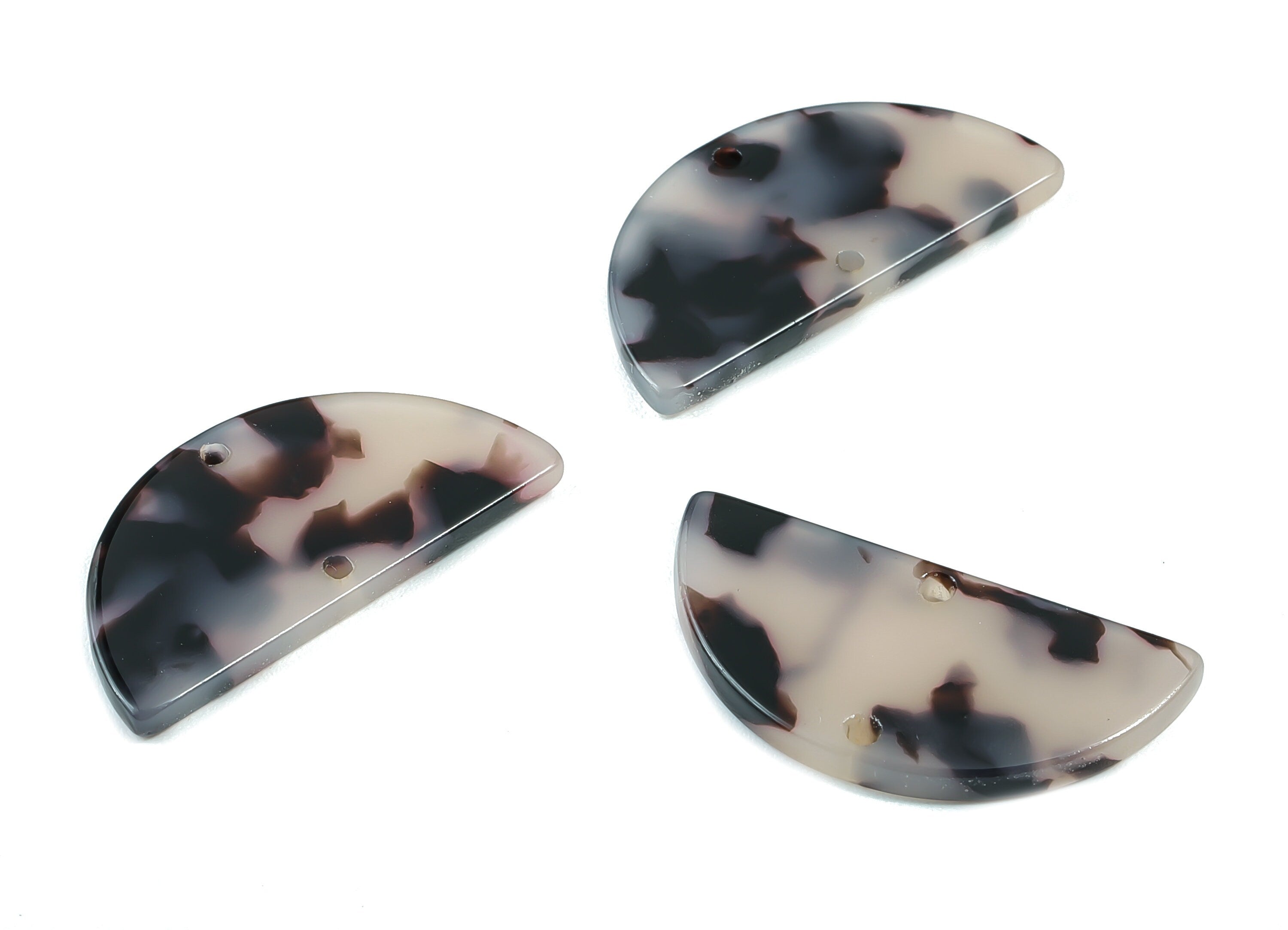 Acetate Semicircle Connector - 2 Holes - Blonde Tortoise Shell Earring - Semicircle Earrings - Color Code: A06 - 15x30x2.6mm - AC1061-A06 - DOMEDBAZAAR