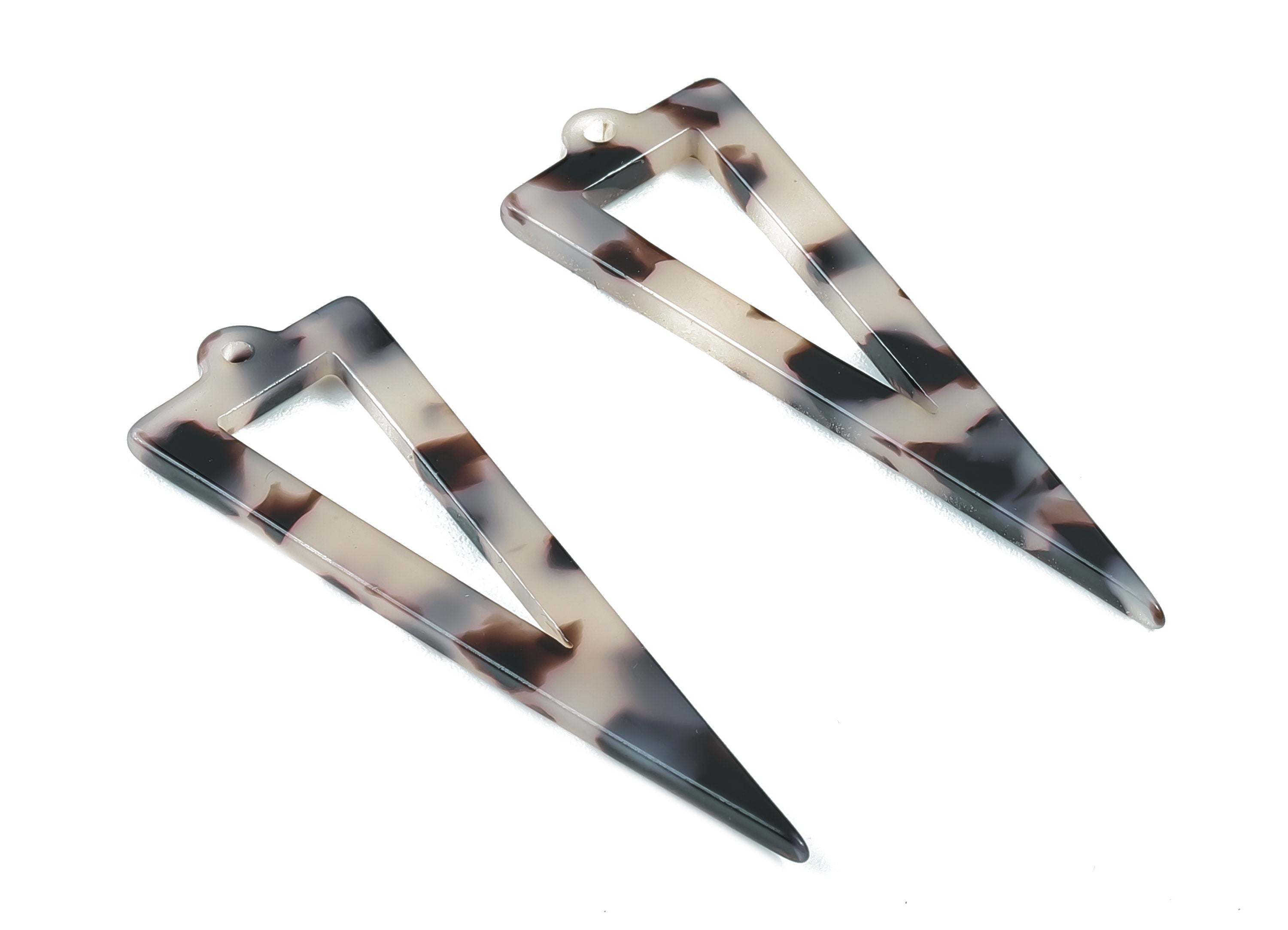 Acetate Triangle Charms - Blonde Tortoise Shell Earrings - Triangle Earrings and Pendant - Color Code: A06 - 53.6x17.5mm - AC1084A - DOMEDBAZAAR