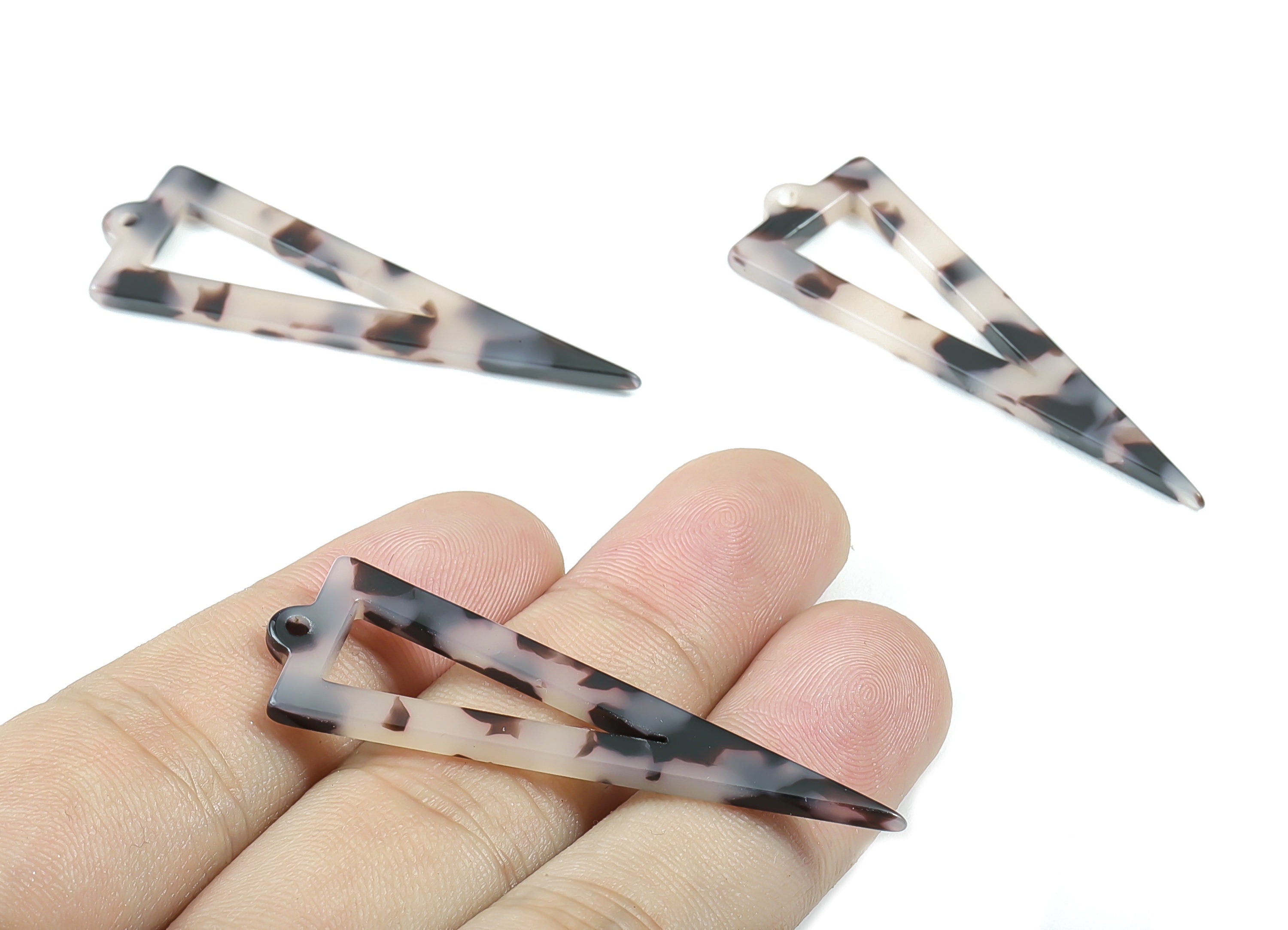 Acetate Triangle Charms - Blonde Tortoise Shell Earrings - Triangle Earrings and Pendant - Color Code: A06 - 53.6x17.5mm - AC1084A - DOMEDBAZAAR