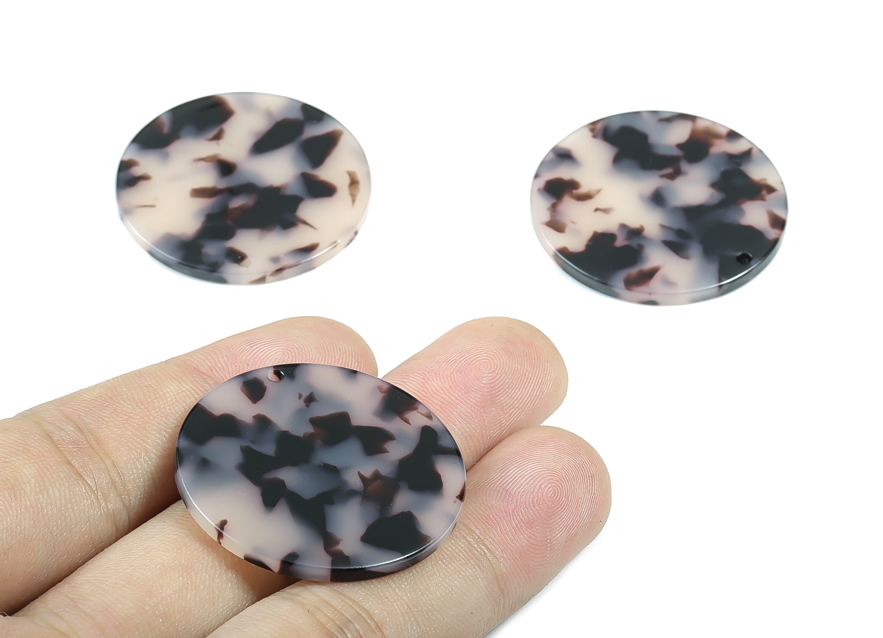 Acetate Acrylic Earring Charms - Blonde Tortoise Shell Earrings - Coin Shaped Pendant - Color Code: A06 - 34.7x34.7x2.66mm - AC1135H - DOMEDBAZAAR
