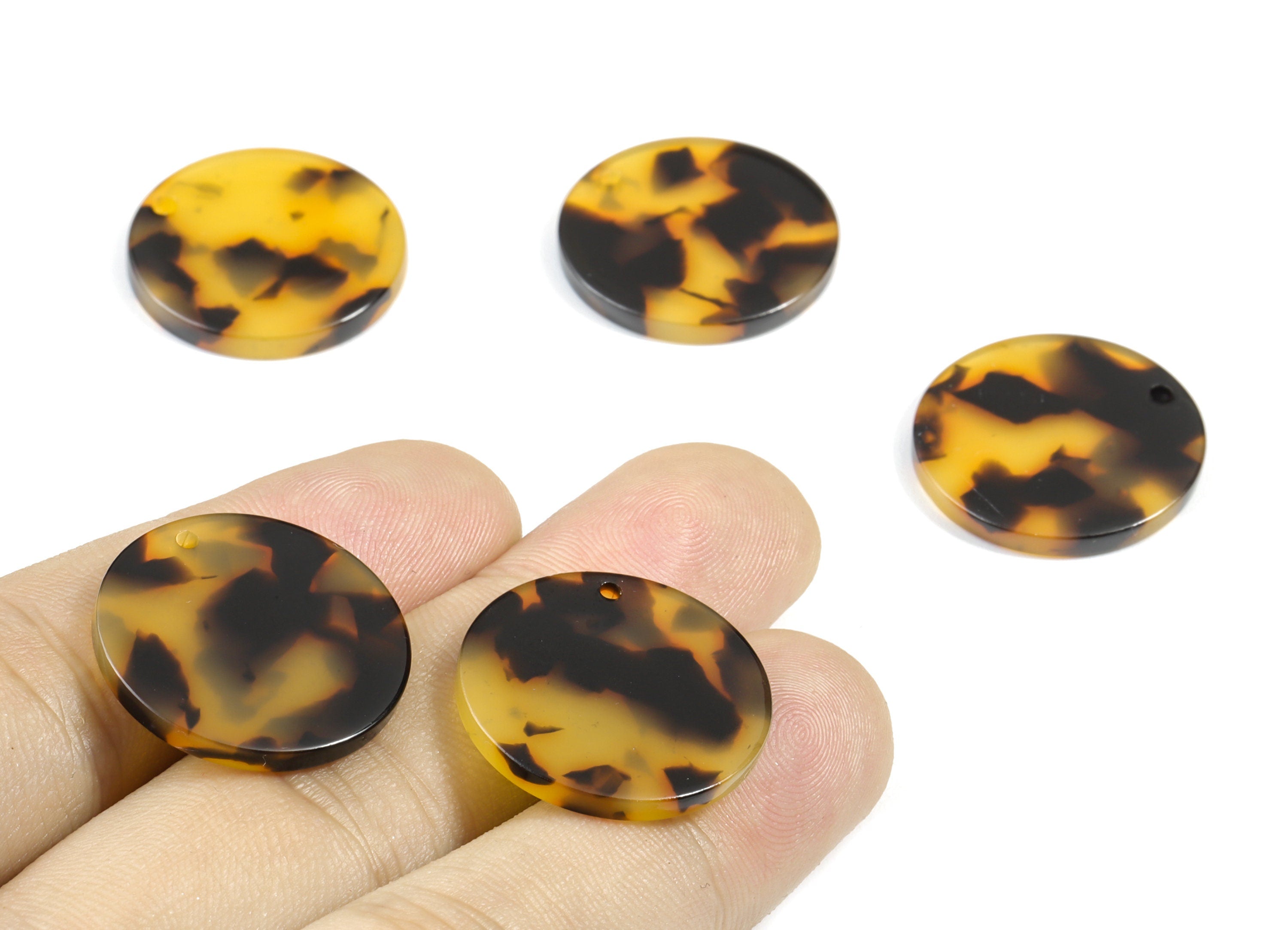 Acetate Round Charms - Tortoise Shell Earrings - Coin Earrings and Pendant - Jewelry Supplies - Color Code: A02 - 23.8x 23.8mm - AC1076A - DOMEDBAZAAR