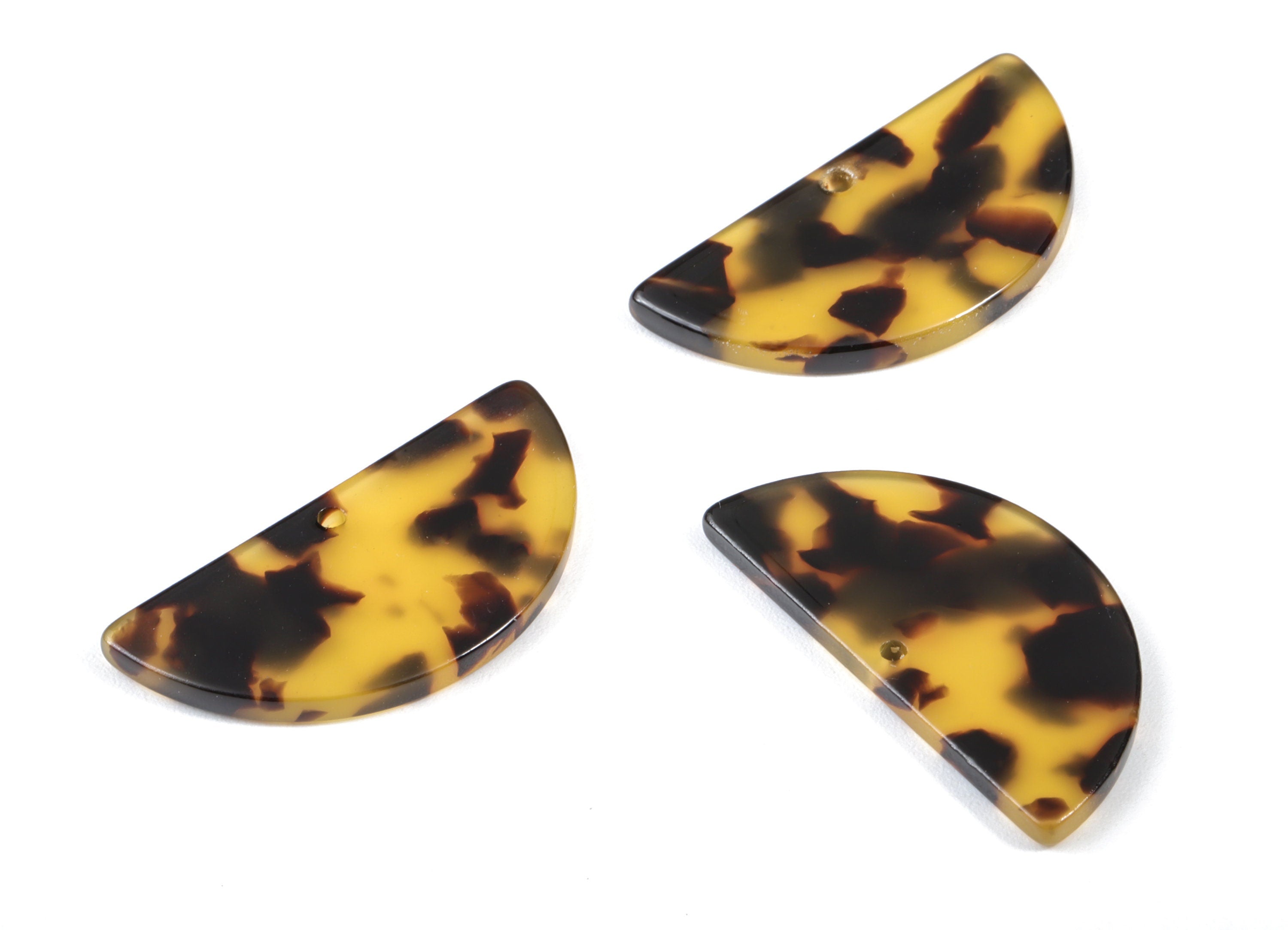 Acetate Semicircle Charms - 1 Hole - Tortoise Shell Earrings - Semicircle Pendant - Color Code:A02 - 33.5x16.65x2.57mm - AC1006-A02 - DOMEDBAZAAR