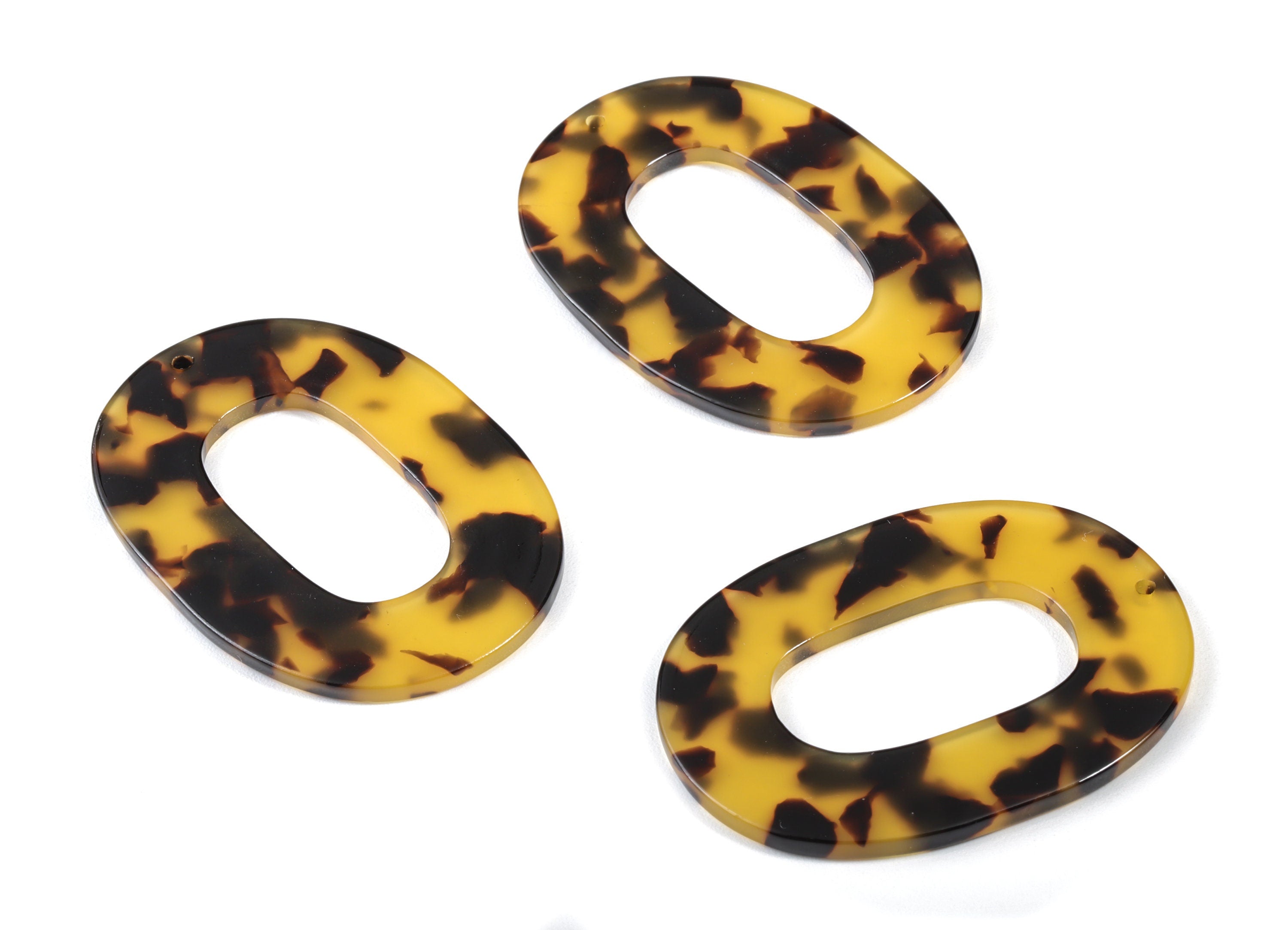 Acetate Oval Charms - Tortoise Shell Earrings - Oval Pendant - Jewelry Making Supplies - Color Code: A02 - 47x35x2.5mm - AC1065A - DOMEDBAZAAR