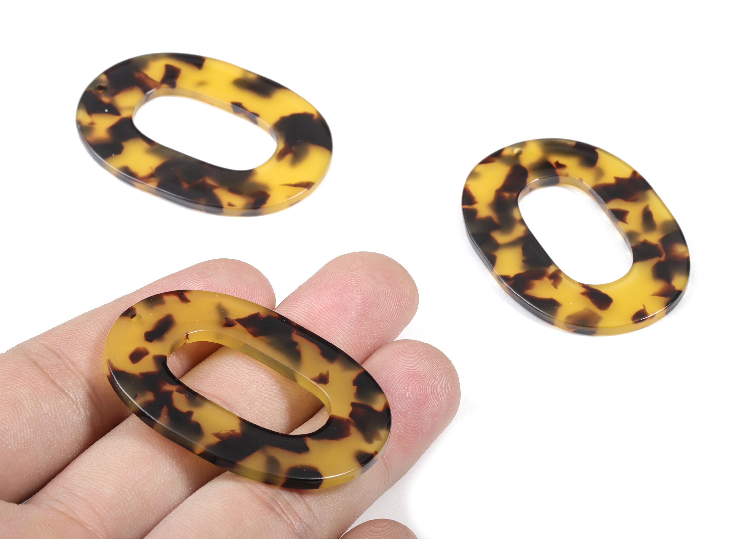 Acetate Oval Charms - Tortoise Shell Earrings - Oval Pendant - Jewelry Making Supplies - Color Code: A02 - 47x35x2.5mm - AC1065A - DOMEDBAZAAR