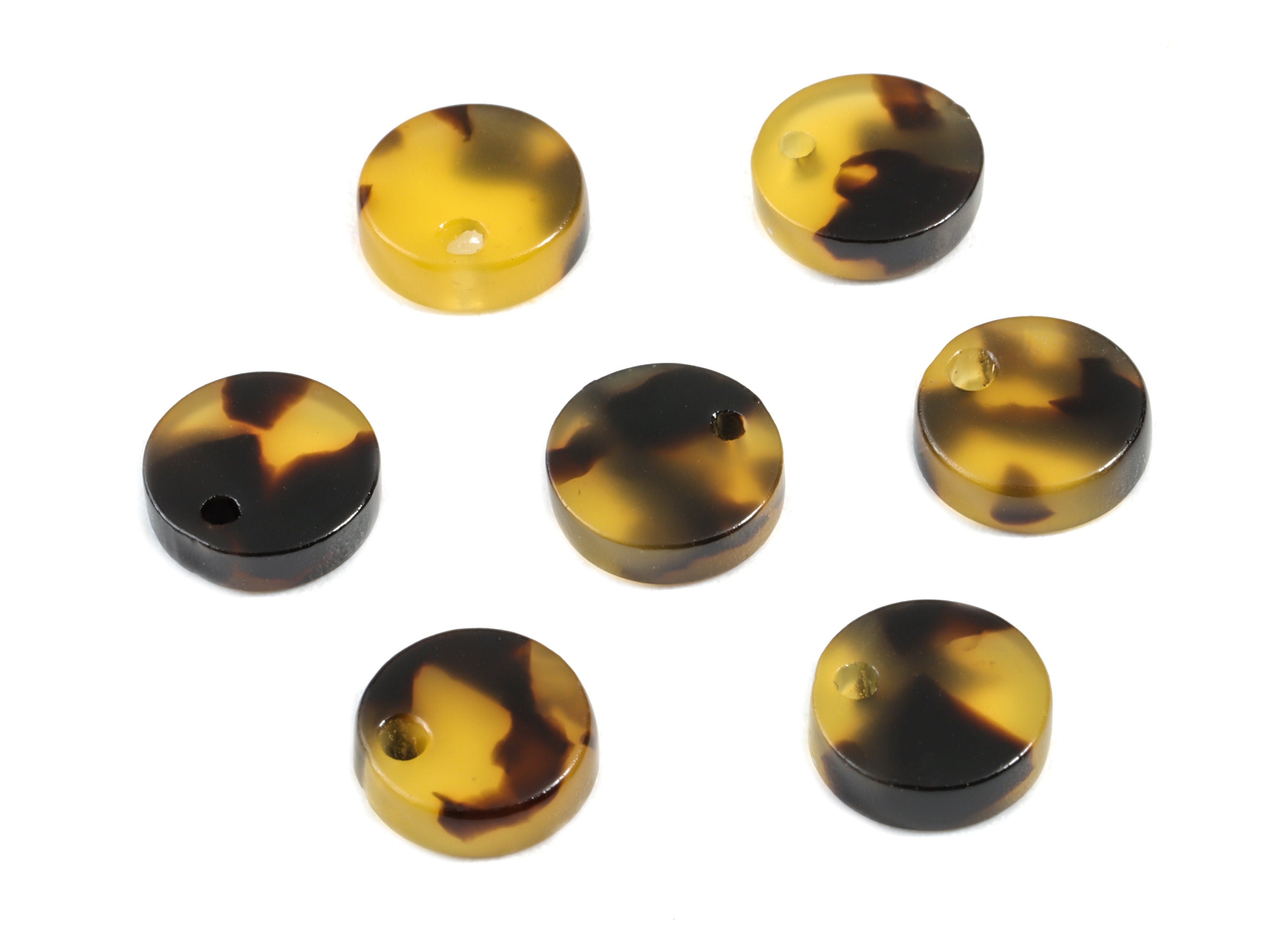 Acrylic Earring Charms - Tortoise Shell Earrings - Round Circle Pendant - Jewelry Supplies - Color Code: A02 - 8.82x8.82x2.7mm - AC1116A - DOMEDBAZAAR