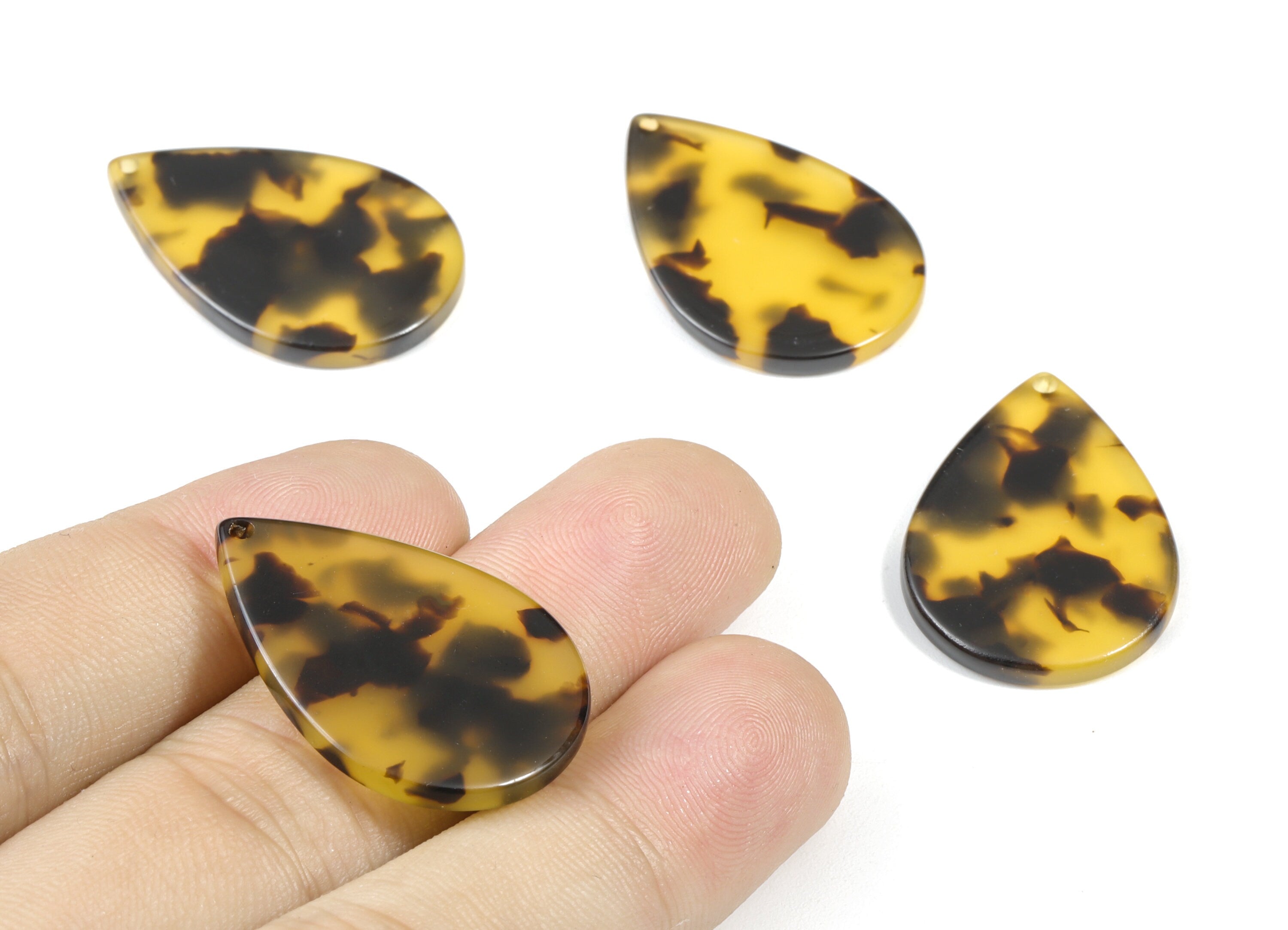 Acetate Drop Charms - Tortoise Shell Earrings - Drop Pendant - Jewelry Making Supplies - Color Code:A02 - 30.5x21x2.6mm - AC1127Y - DOMEDBAZAAR