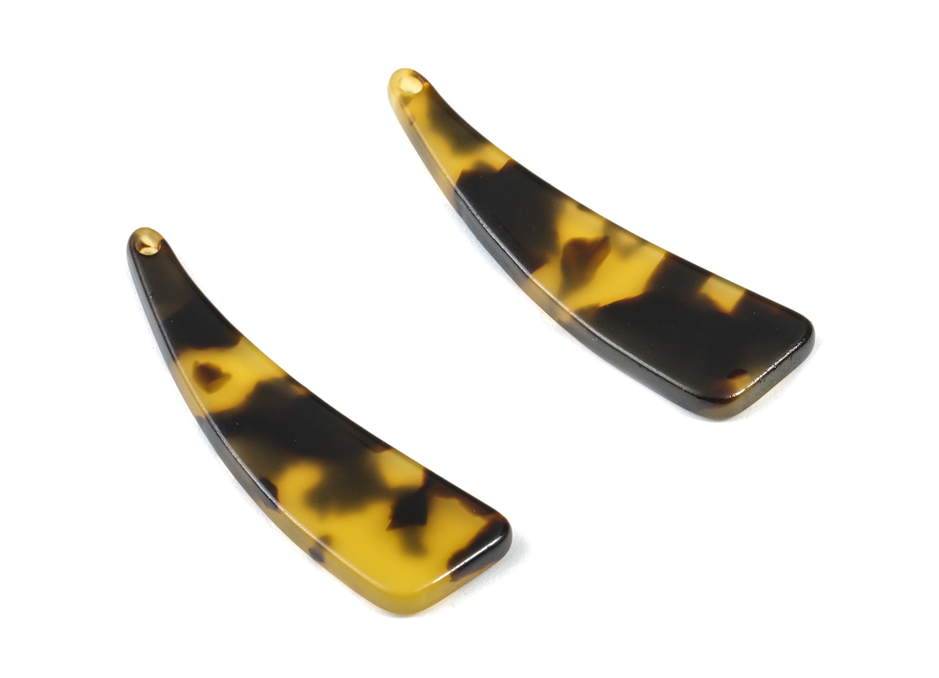 Acetate Acrylic Earring Charms - Tortoise Shell Earrings - Ivory Shaped Pendant - Color Code: A02 - 39.72x11.2x2.58mm - AC1128 - DOMEDBAZAAR