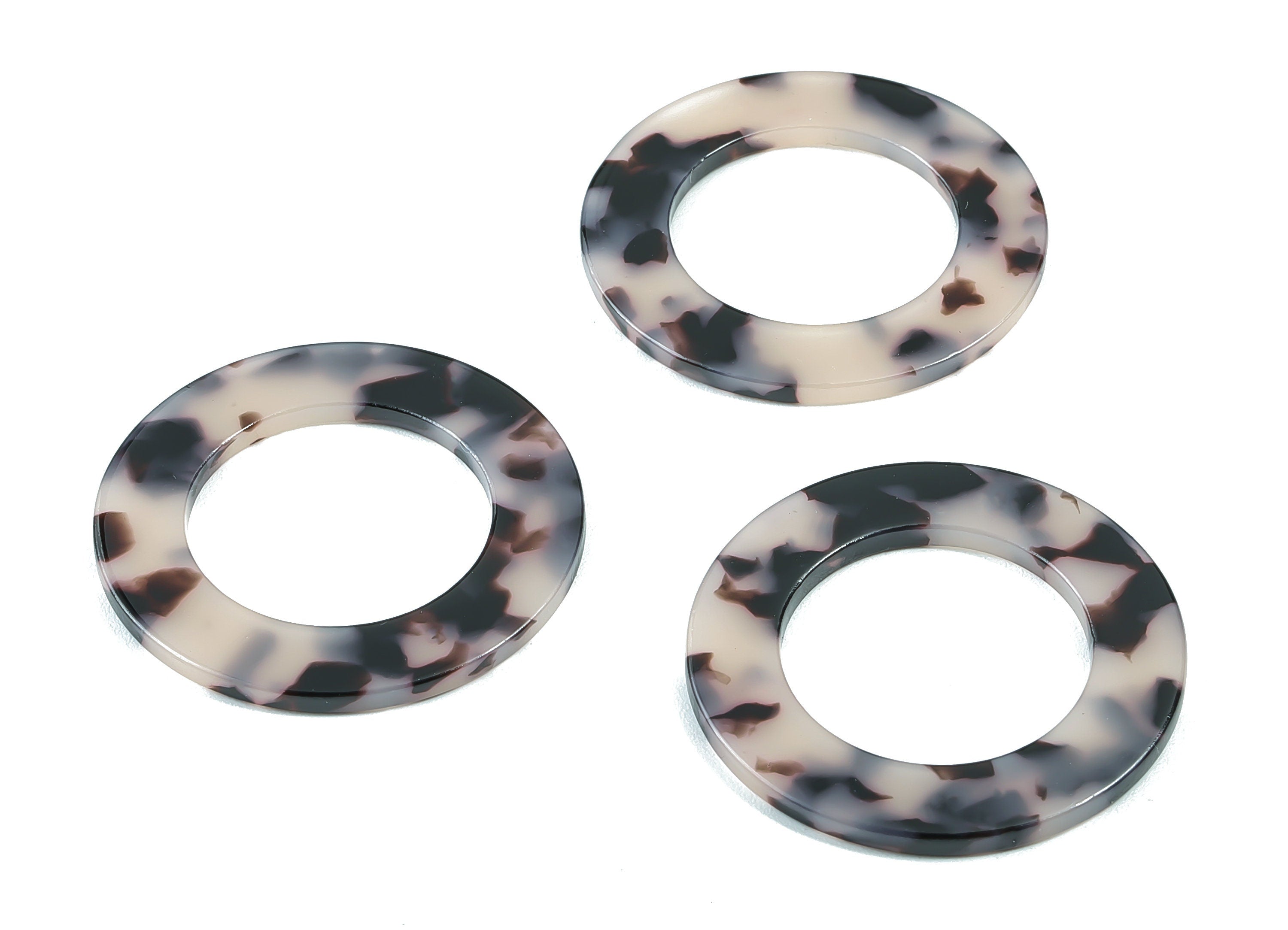 Acetate Circle Charms - Blonde Tortoise Shell Earrings - Circle Earrings & Pendant - No Hole - Color Code: A06 - 39.8x39.8x2.55mm - AC1070B2 - DOMEDBAZAAR