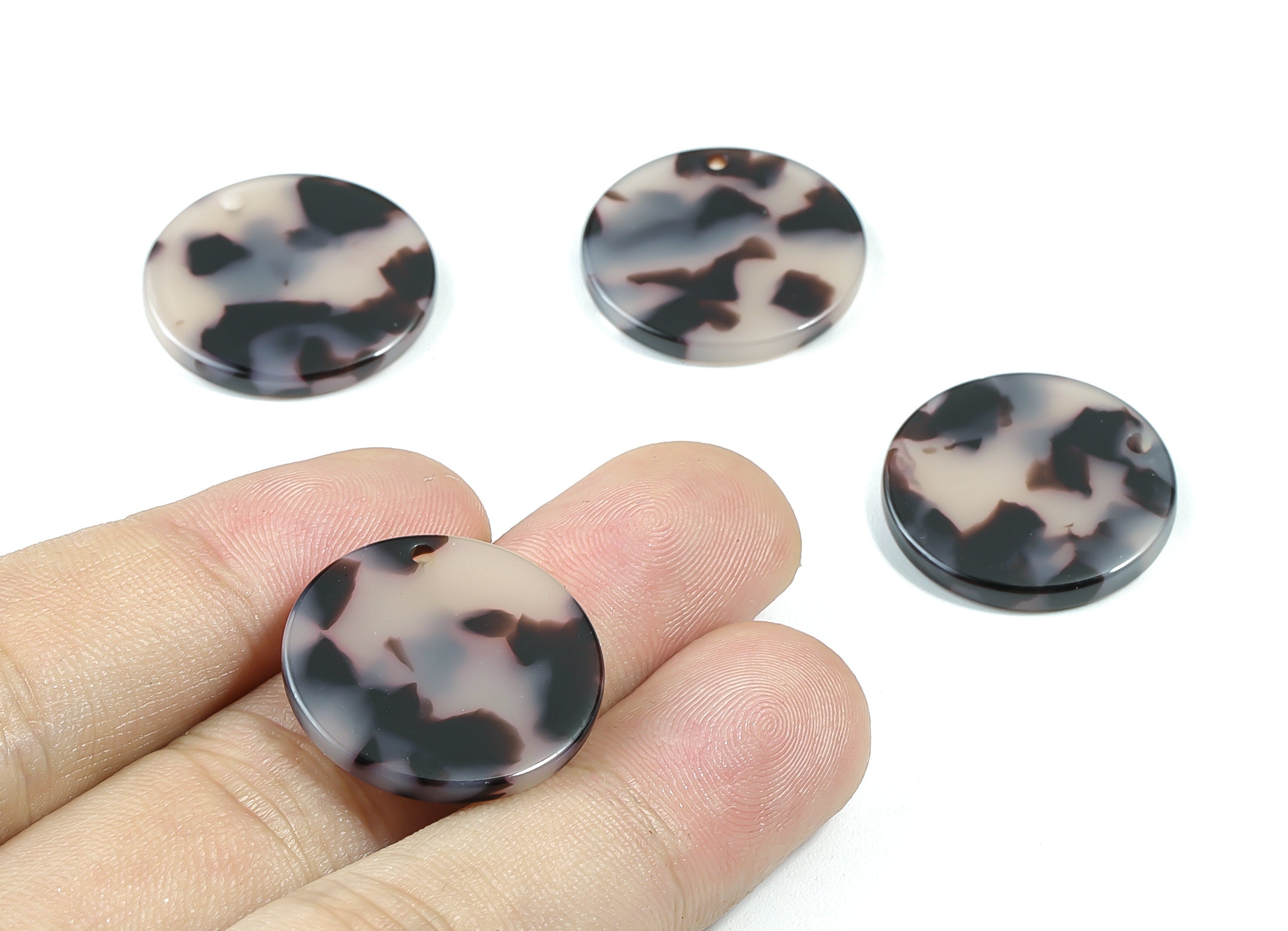 Acetate Round Charms - Blonde Tortoise Shell Earrings - Coin Earrings and Pendant - Color Code: A06 - 23.8x23.8mm - AC1076B - DOMEDBAZAAR