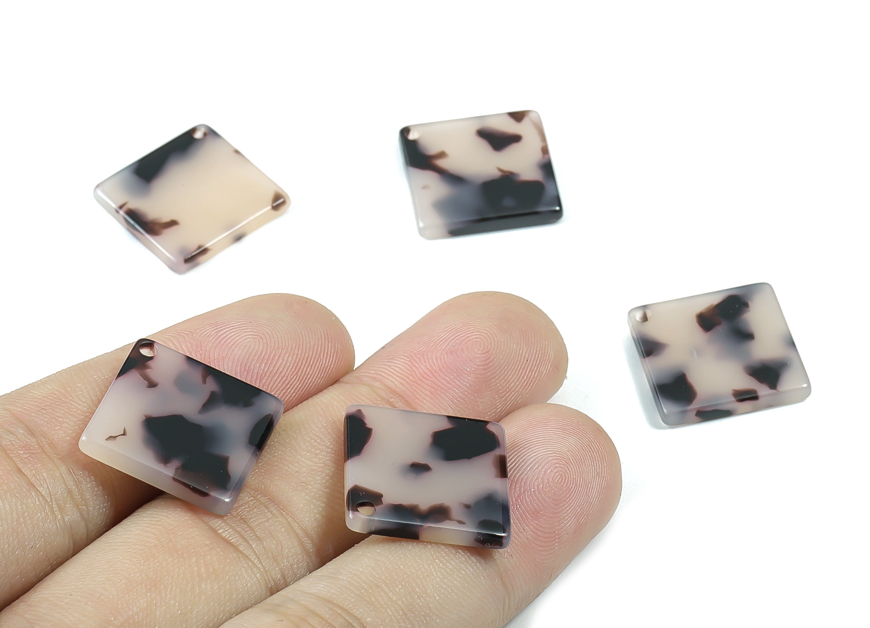 Acetate Square Charms - Blonde Tortoise Shell Earrings - Square Earrings and Pendant - Color Code: A06 - 18x18mm - AC1078B - DOMEDBAZAAR