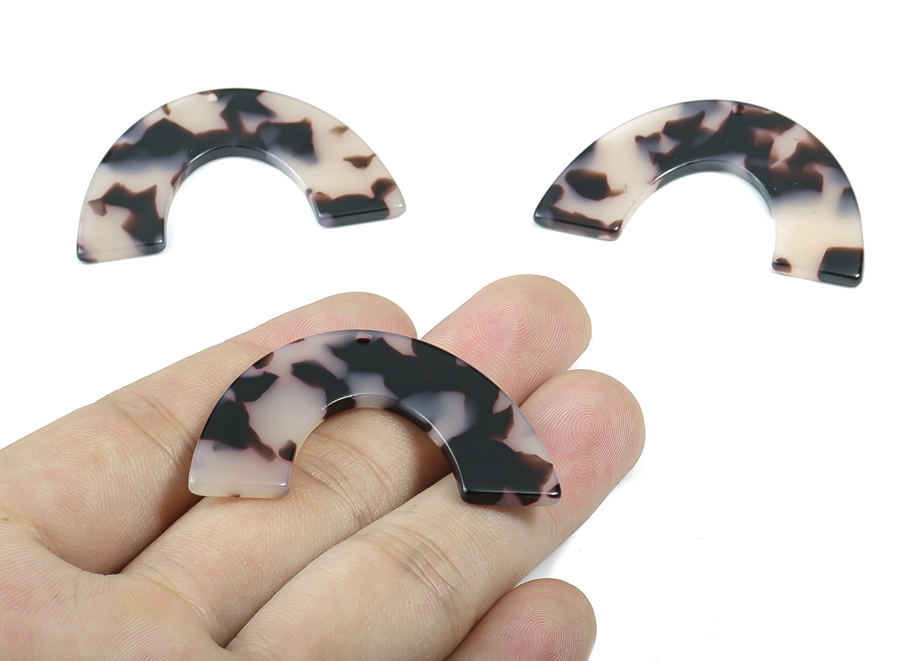 Acetate Large Arch Earring Charms One Hole - Semi Oval & U Shaped Pendant - Color Code: A06 - 30.5x48.2x2.51mm - AC1095B - DOMEDBAZAAR