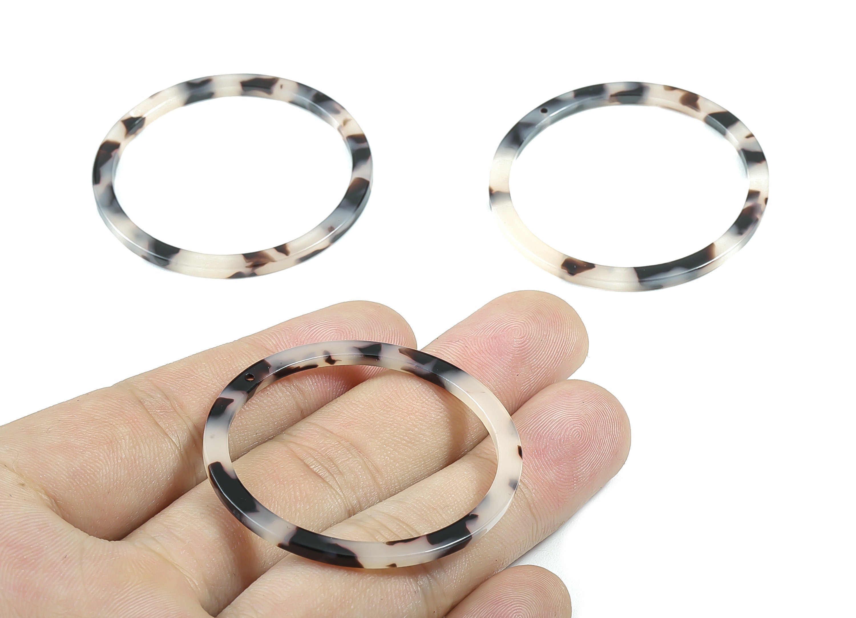 Acetate Acrylic Hoop Earring Charms - Circle Pendant - Earring Findings - Jewelry Supplies - Color Code: A06 - 44.3x44.3x2.7mm - AC1126B - DOMEDBAZAAR