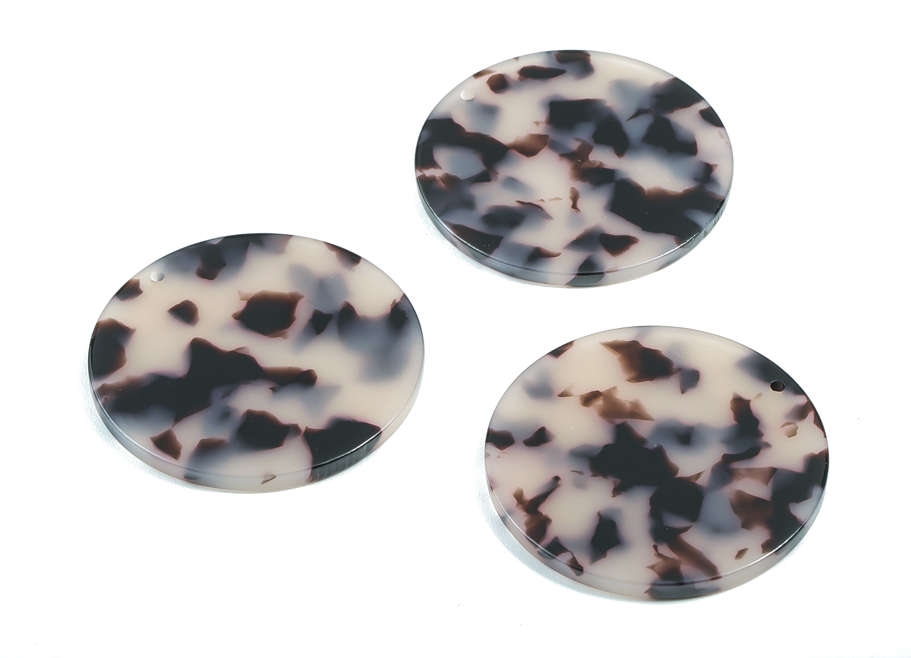 Acetate Round Charms - Blonde Tortoise Shell Earrings - Round Earring and Pendant - 1 Hole - Color Code:A06 - 36.15x36.15x2.5mm - AC1549-A06 - DOMEDBAZAAR