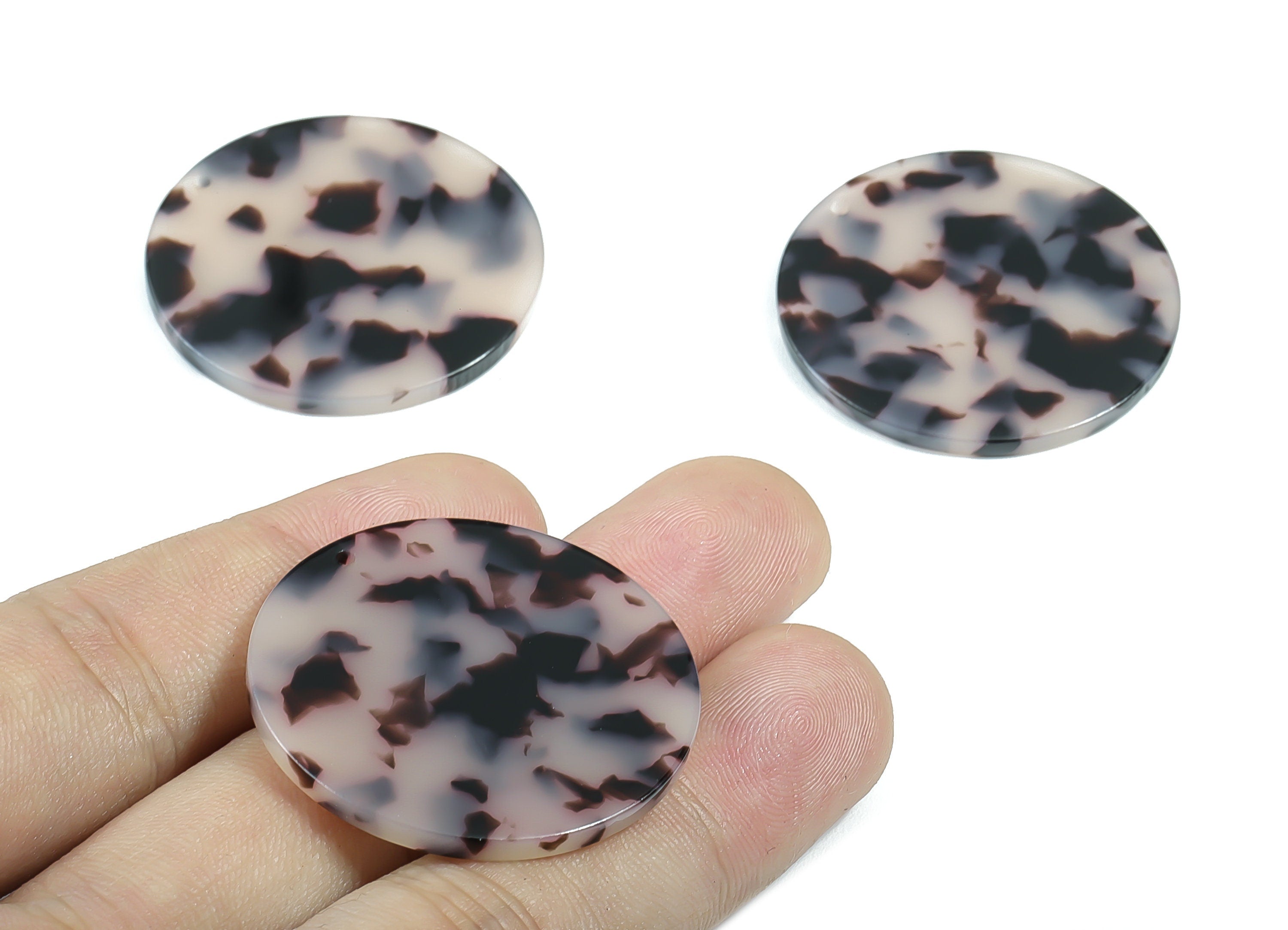 Acetate Round Charms - Blonde Tortoise Shell Earrings - Round Earring and Pendant - 1 Hole - Color Code:A06 - 36.15x36.15x2.5mm - AC1549-A06 - DOMEDBAZAAR