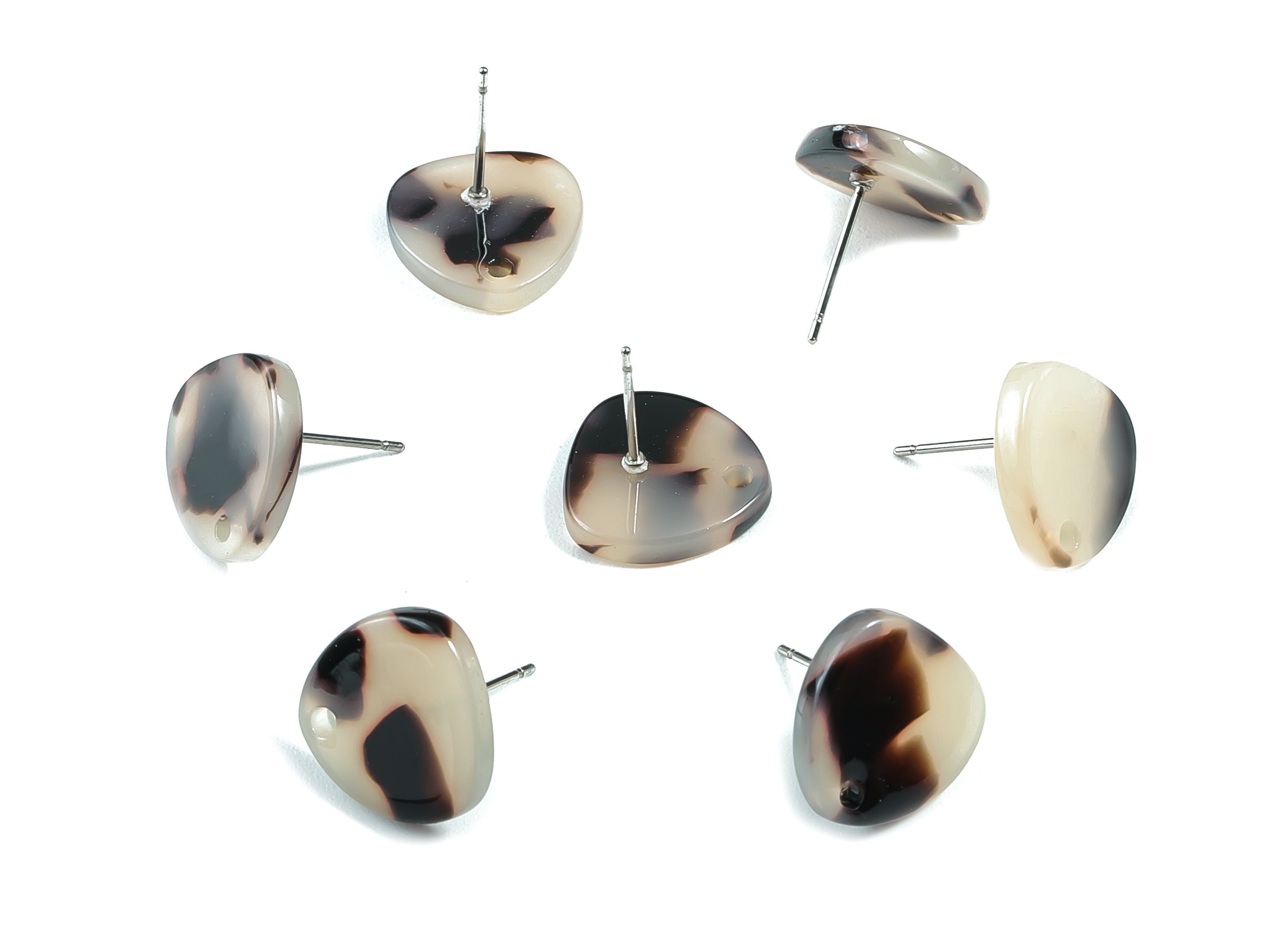 Acetate Acrylic Earring Stud - Post Charms - Blonde Tortoise Shell - Triangle Shaped - Color Code: A07 - 13.8x13.8x2.54mm - AC1590-A07 - DOMEDBAZAAR