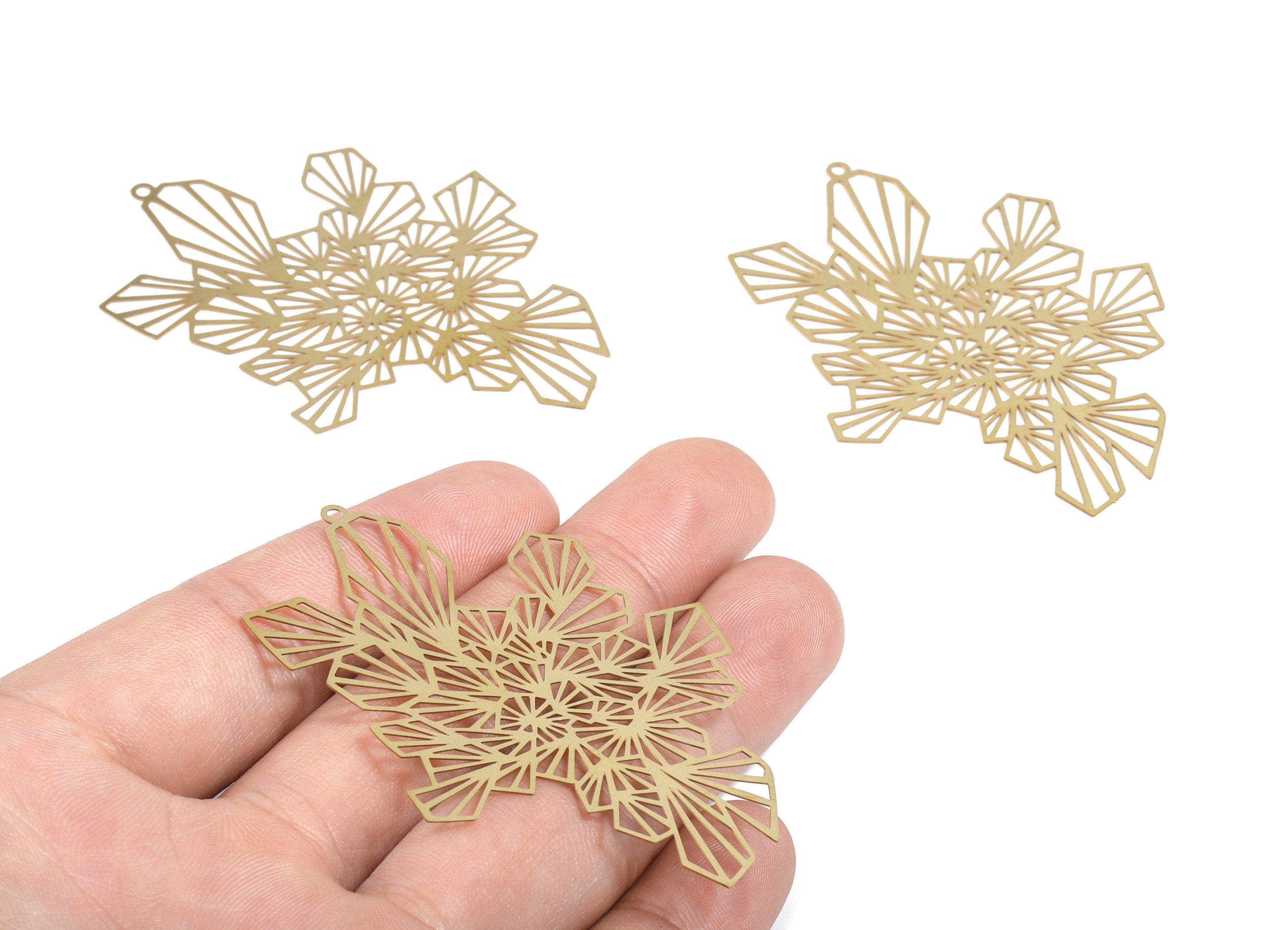 Raw Brass Geometric Earring Charms - Raw Brass Geometric Necklace Pendant - Earring Findings - Jewelry Supplies - 65.87x47x0.3mm - JJA4617 - DOMEDBAZAAR