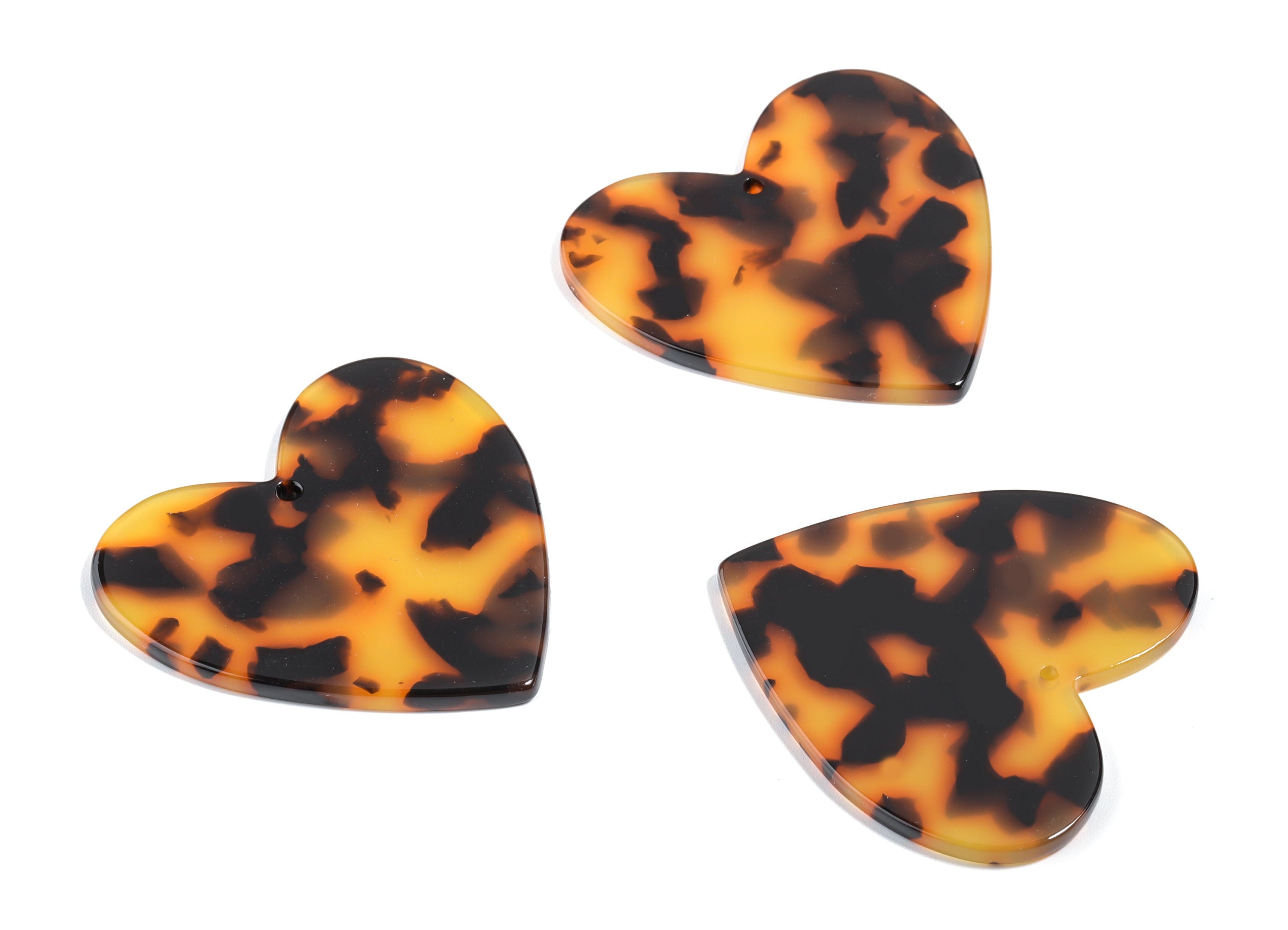 Acetate Heart Charms - Tortoise Shell Earrings - Heart Pendant - Jewelry Making Supplies - Color Code: A01 - 42.62x41.67x2.58mm - AC1746-A01 - DOMEDBAZAAR